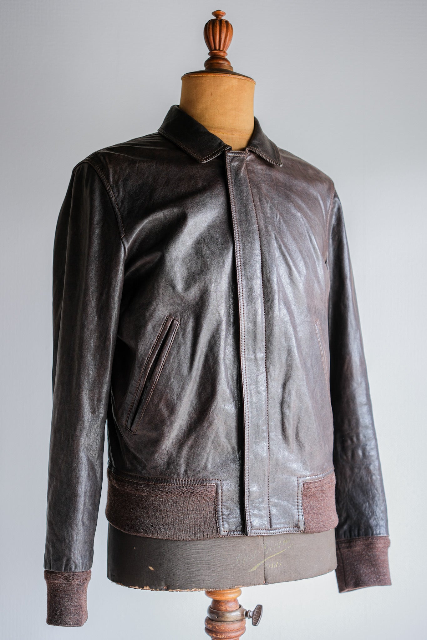 【~2010's】Old PRADA LINEA ROSSA Brown Leather Blouson Size.48 "PRADA SPORT"