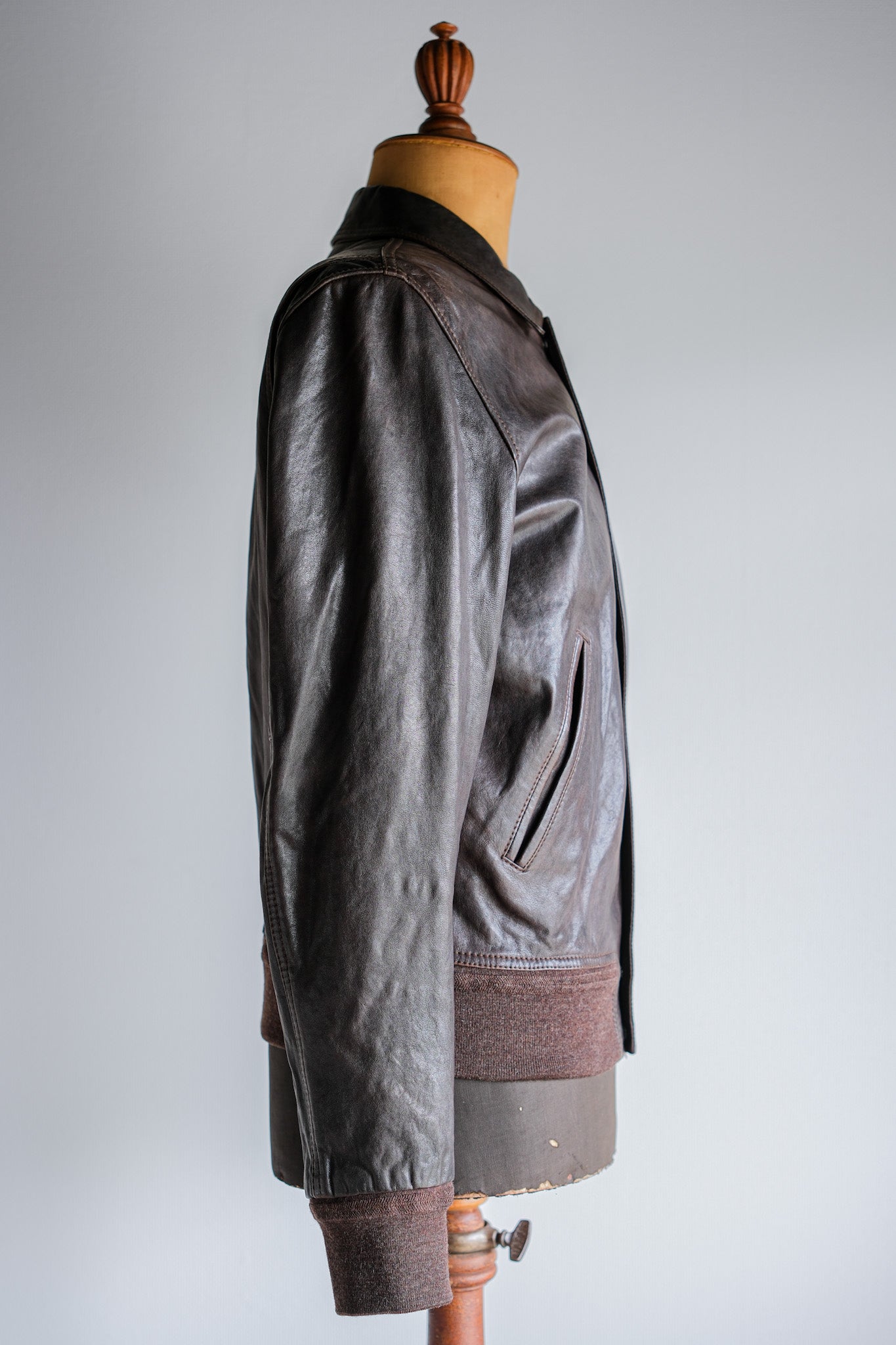 【~2010's】Old PRADA LINEA ROSSA Brown Leather Blouson Size.48 "PRADA SPORT"