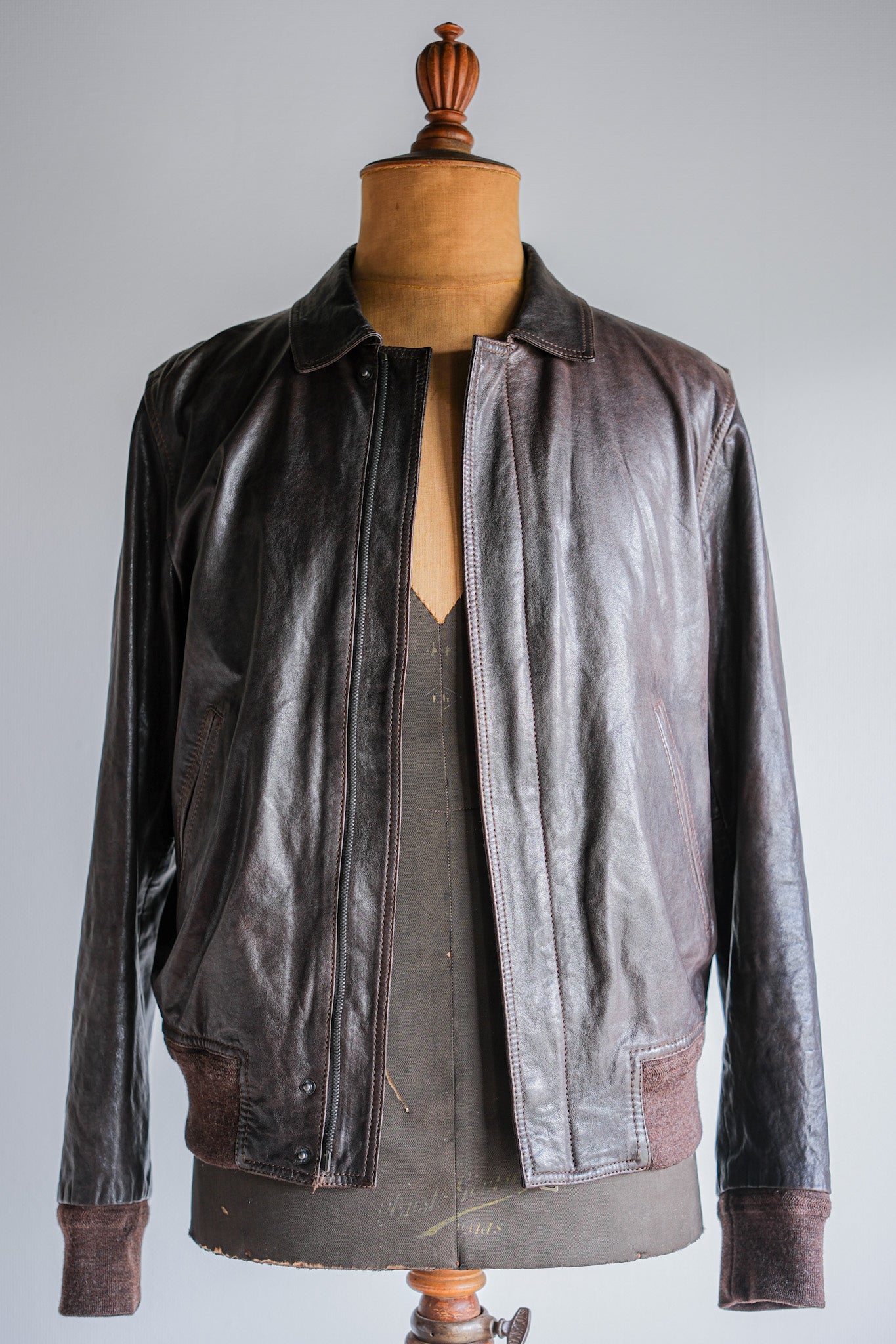 【~2010's】Old PRADA LINEA ROSSA Brown Leather Blouson Size.48 "PRADA SPORT"