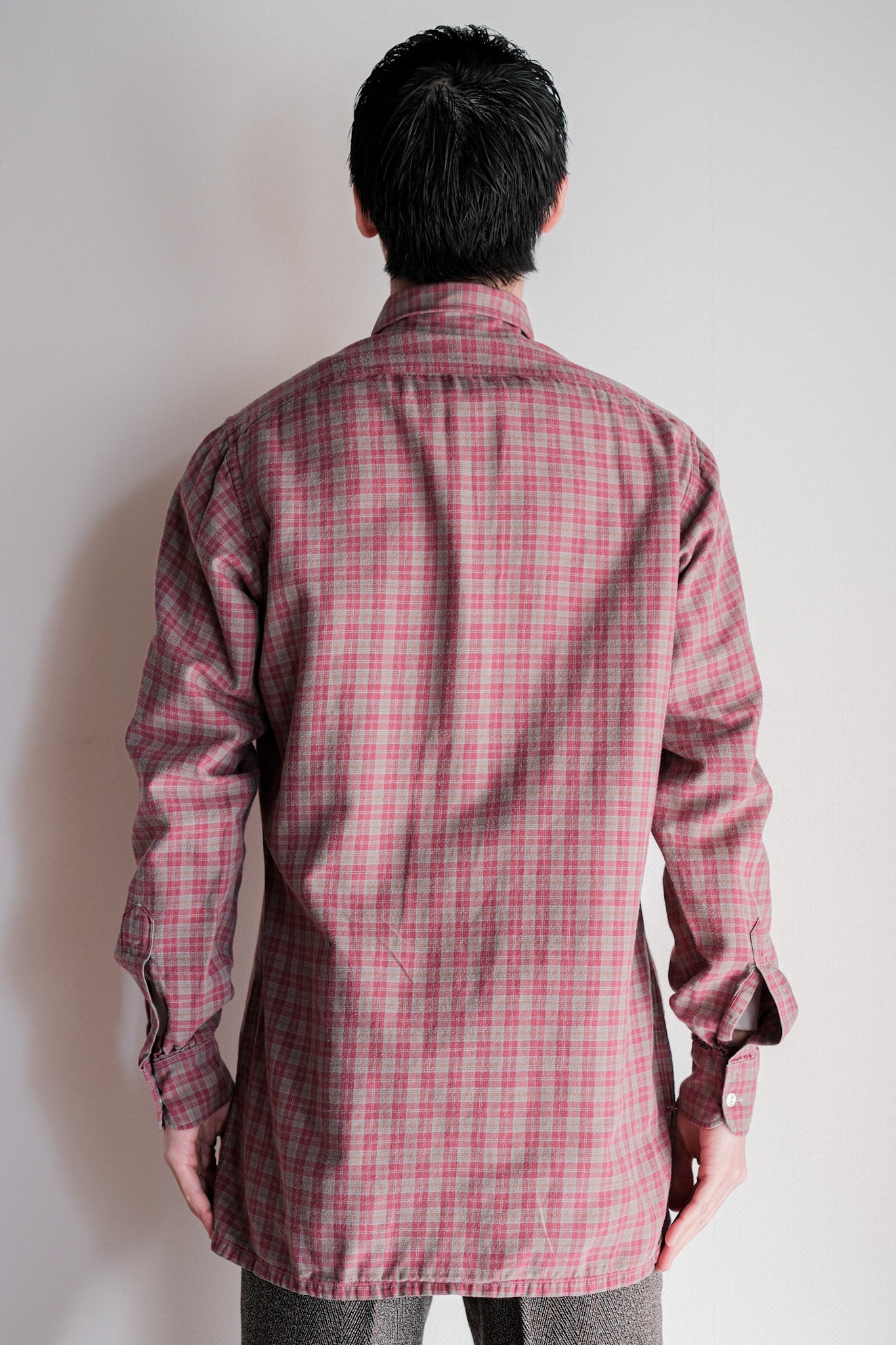 【~00's】Old Charvet Cotton Checked Shirt Size.38