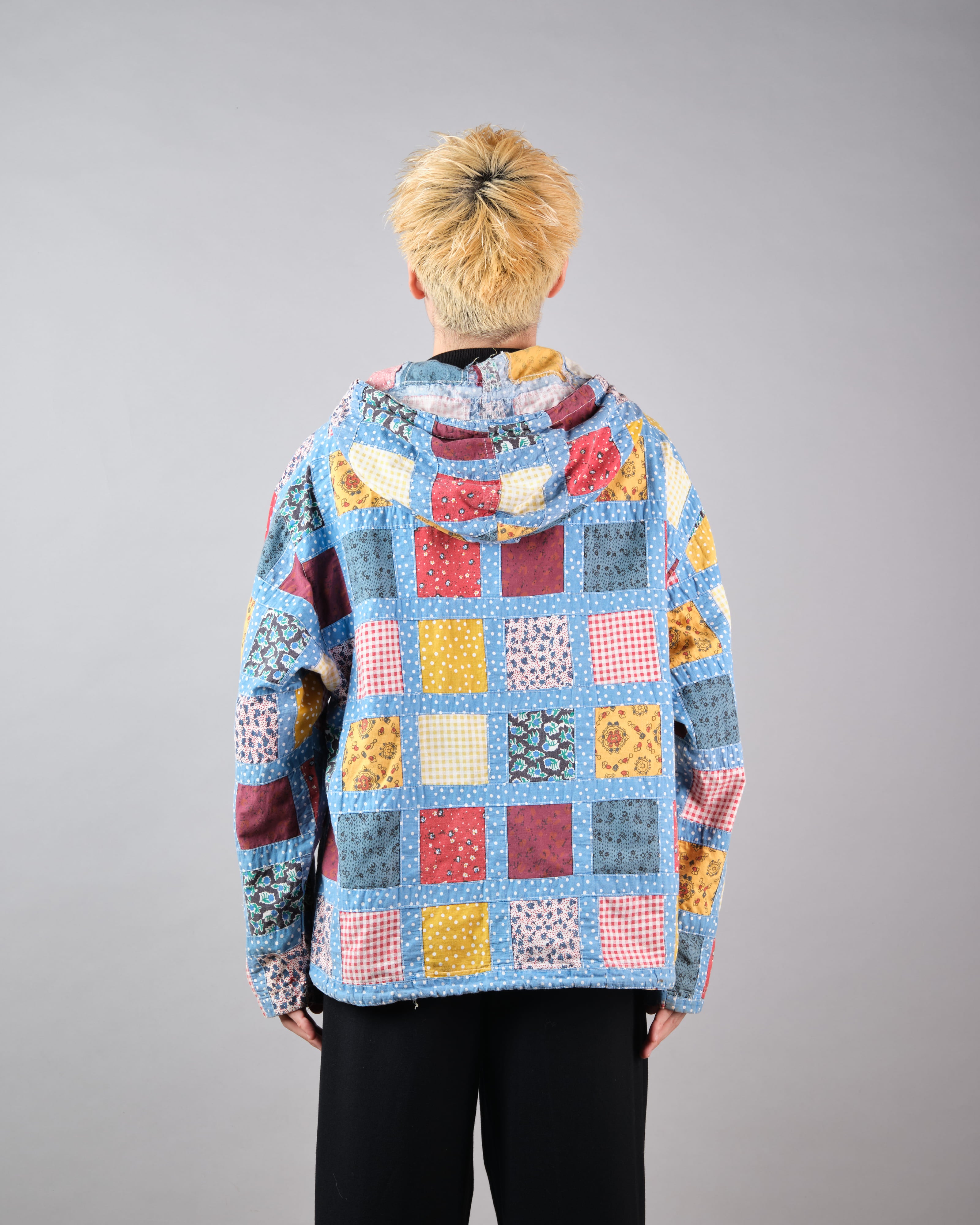 【~90’s】Old NAF NAF Various Patterned Patchwork Zip Up Hooded Jacket