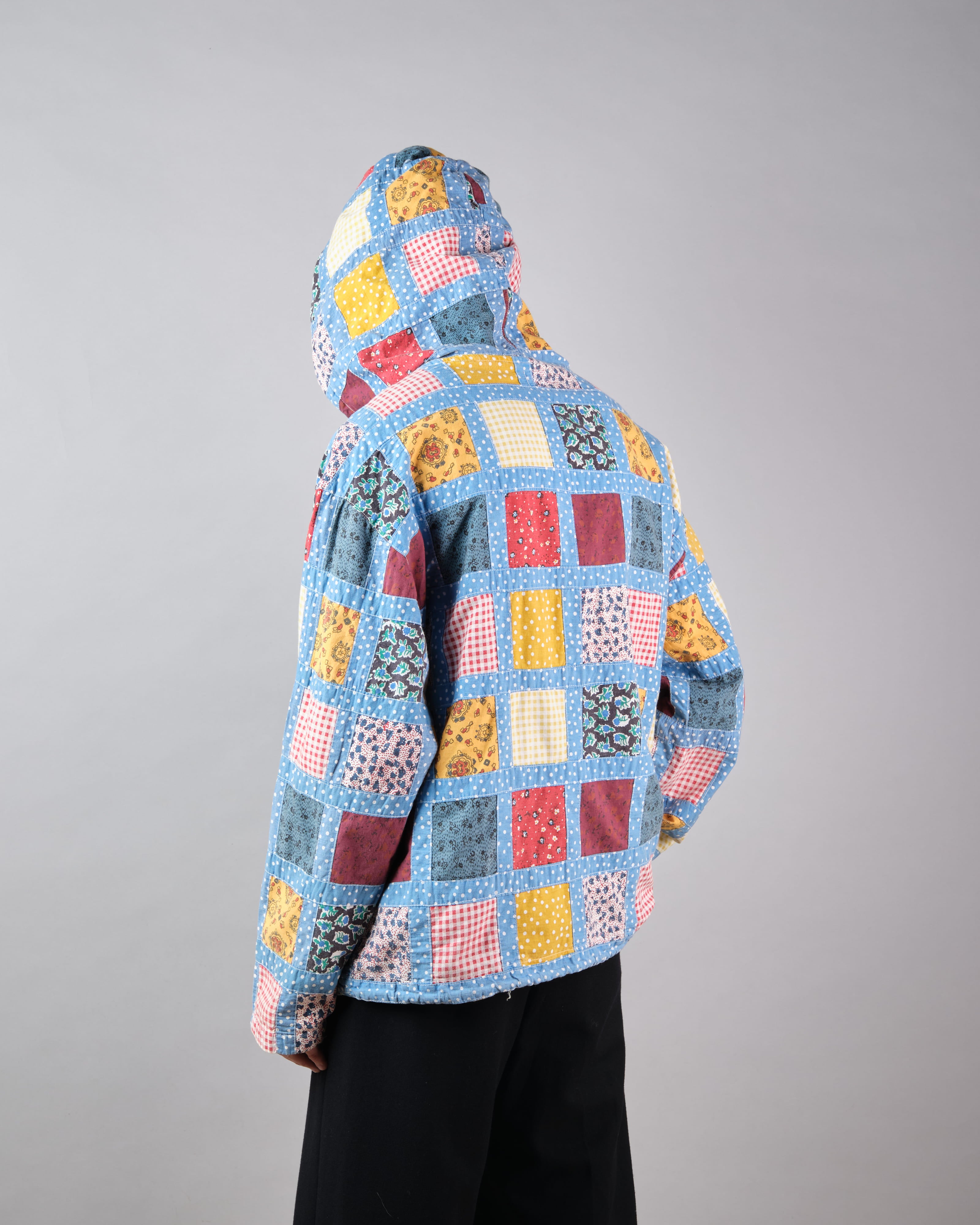 【~90’s】Old NAF NAF Various Patterned Patchwork Zip Up Hooded Jacket