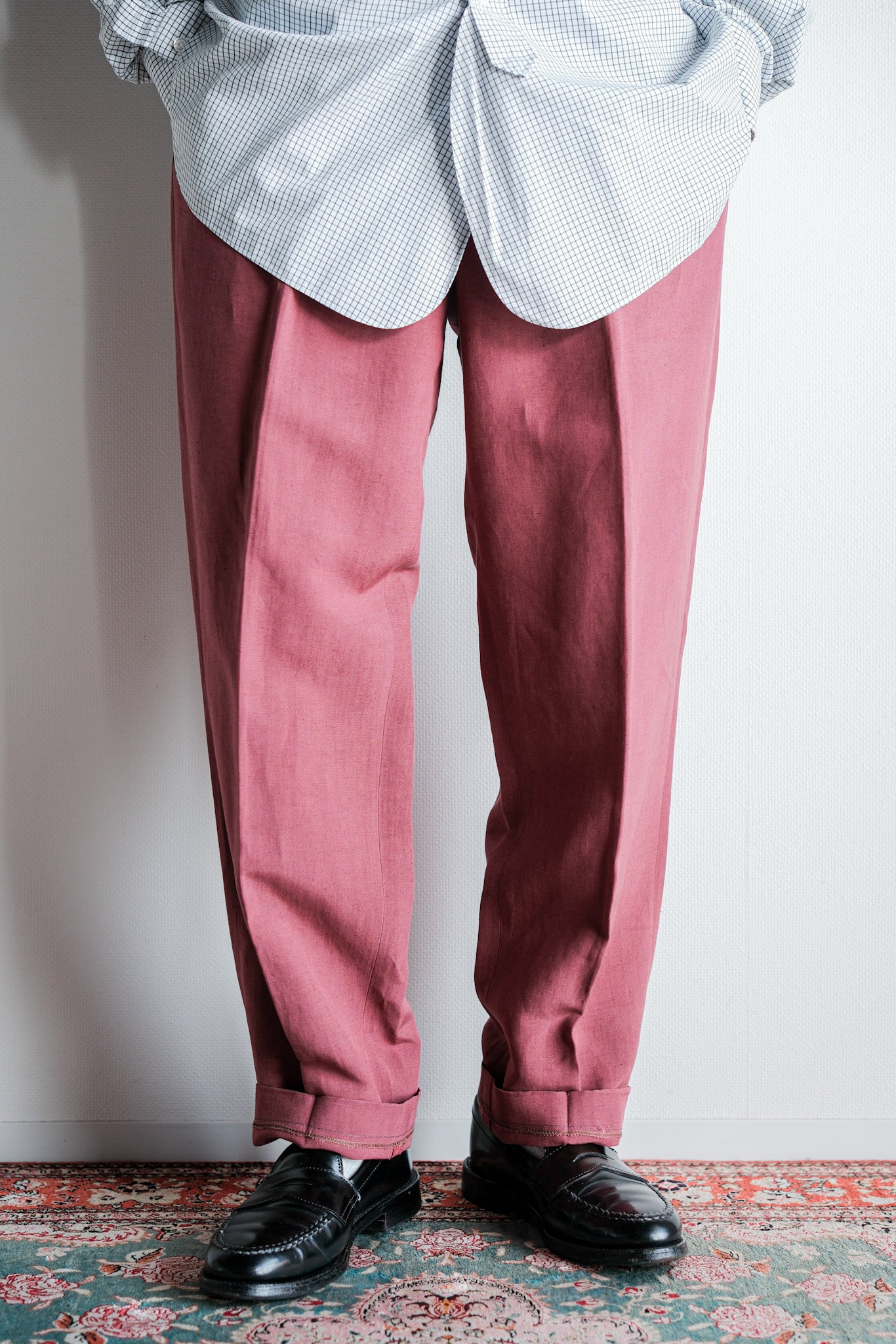 【~00's】Old ARNYS PARIS In Tuck Turn Up Linen Silk Trousers Size.42