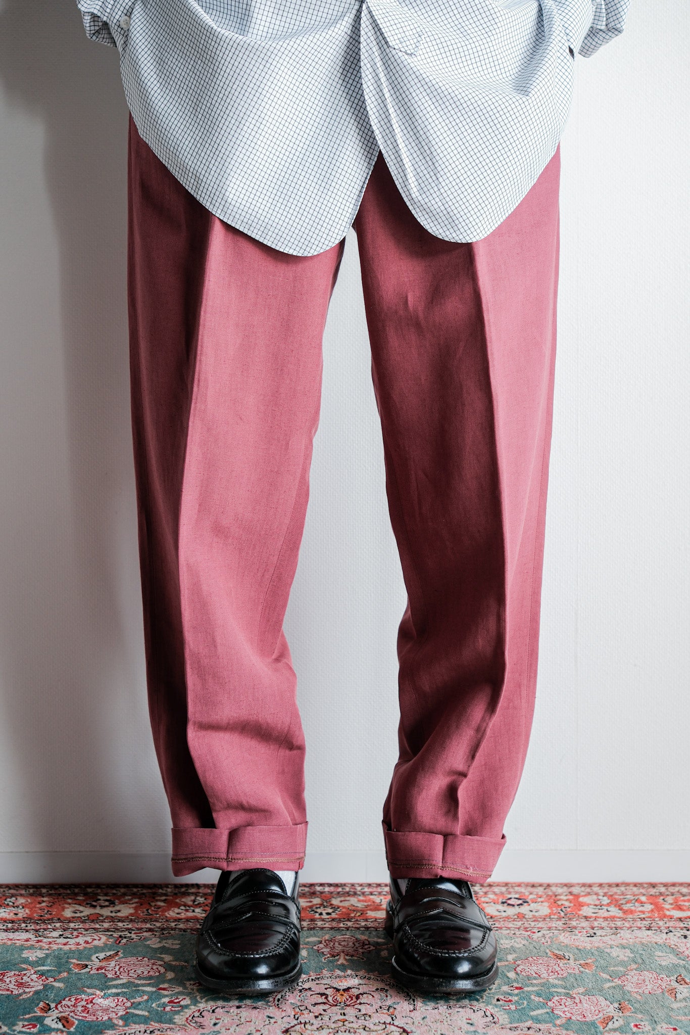 【~00's】Old ARNYS PARIS In Tuck Turn Up Linen Silk Trousers Size.42