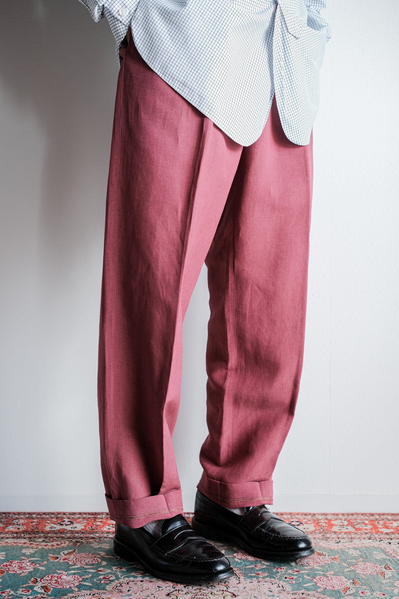 【~00's】Old ARNYS PARIS In Tuck Turn Up Linen Silk Trousers Size.42