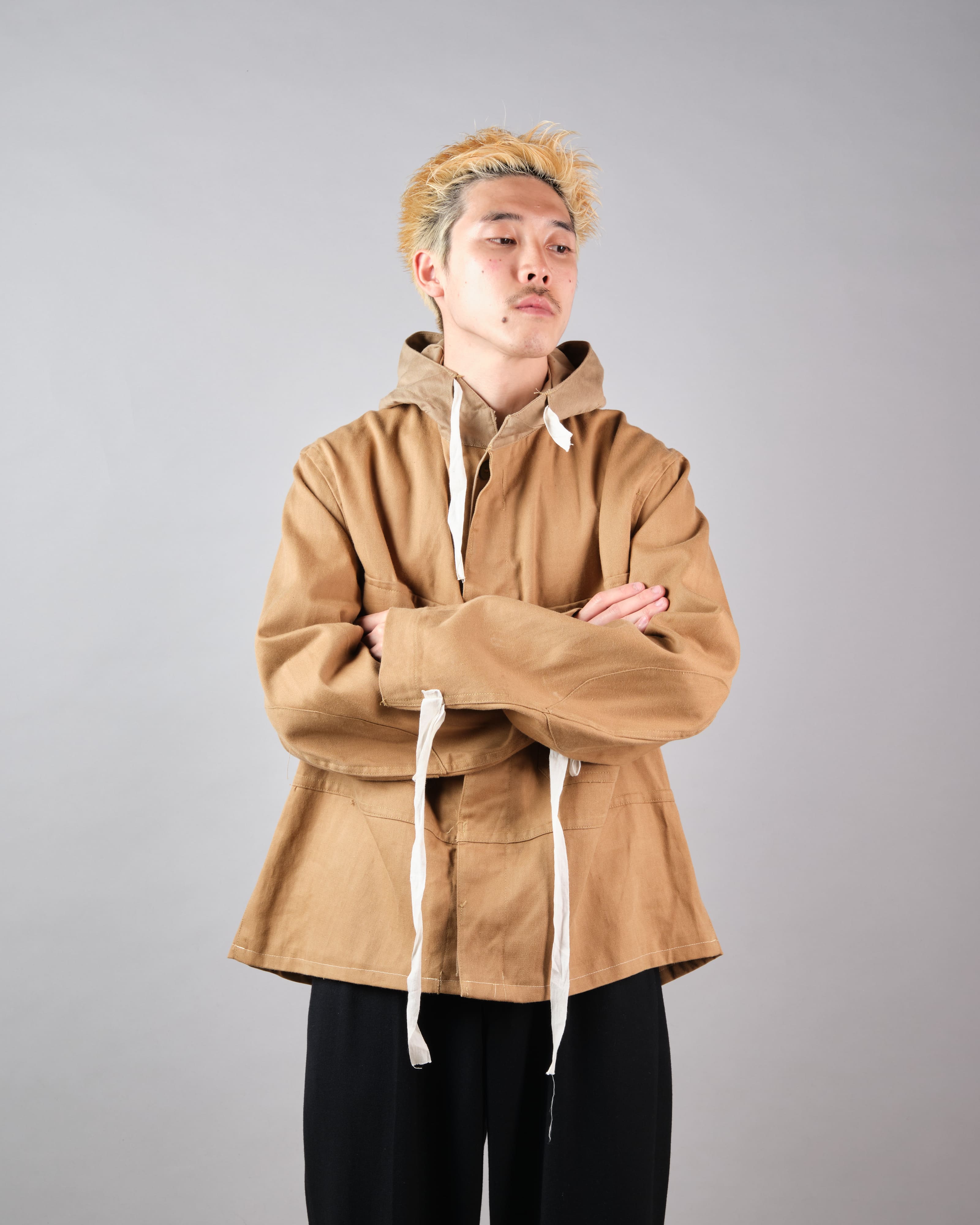 【~60's】British Vintage Khaki Drill Hooded Jacket Size.44 "MEKANEER" "Dead Stock"