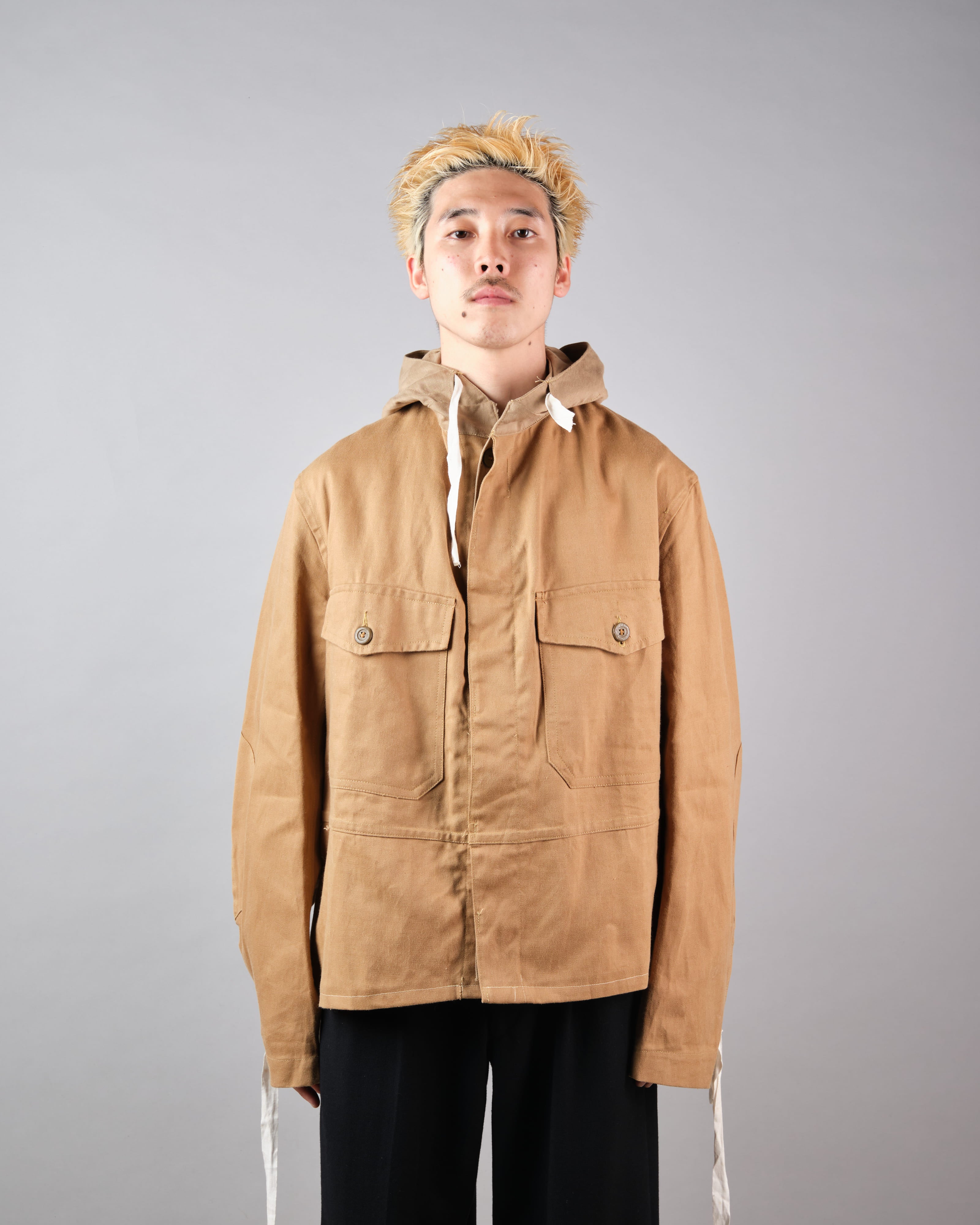 【~60's】British Vintage Khaki Drill Hooded Jacket Size.44 "MEKANEER" "Dead Stock"