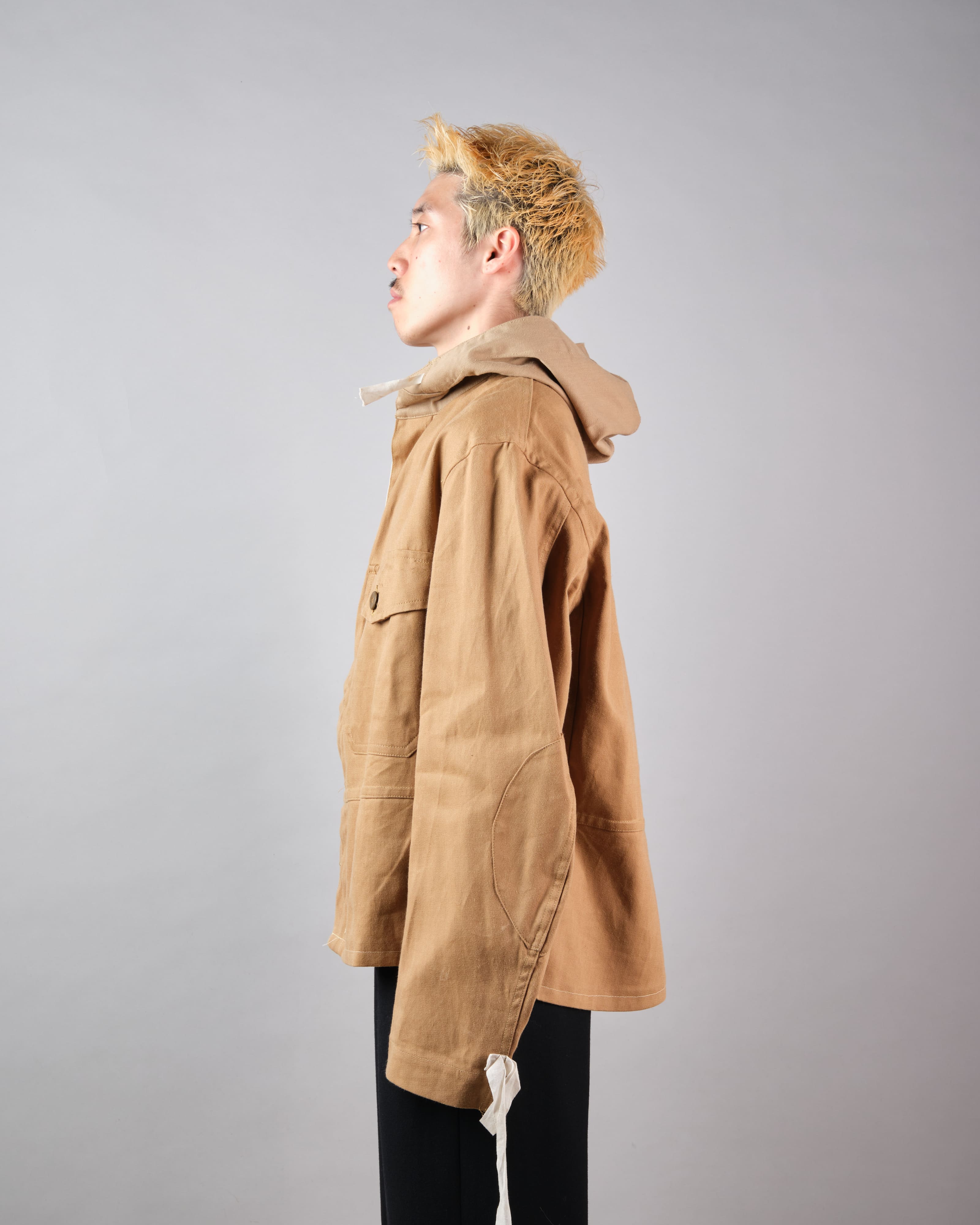 【~60's】British Vintage Khaki Drill Hooded Jacket Size.44 "MEKANEER" "Dead Stock"