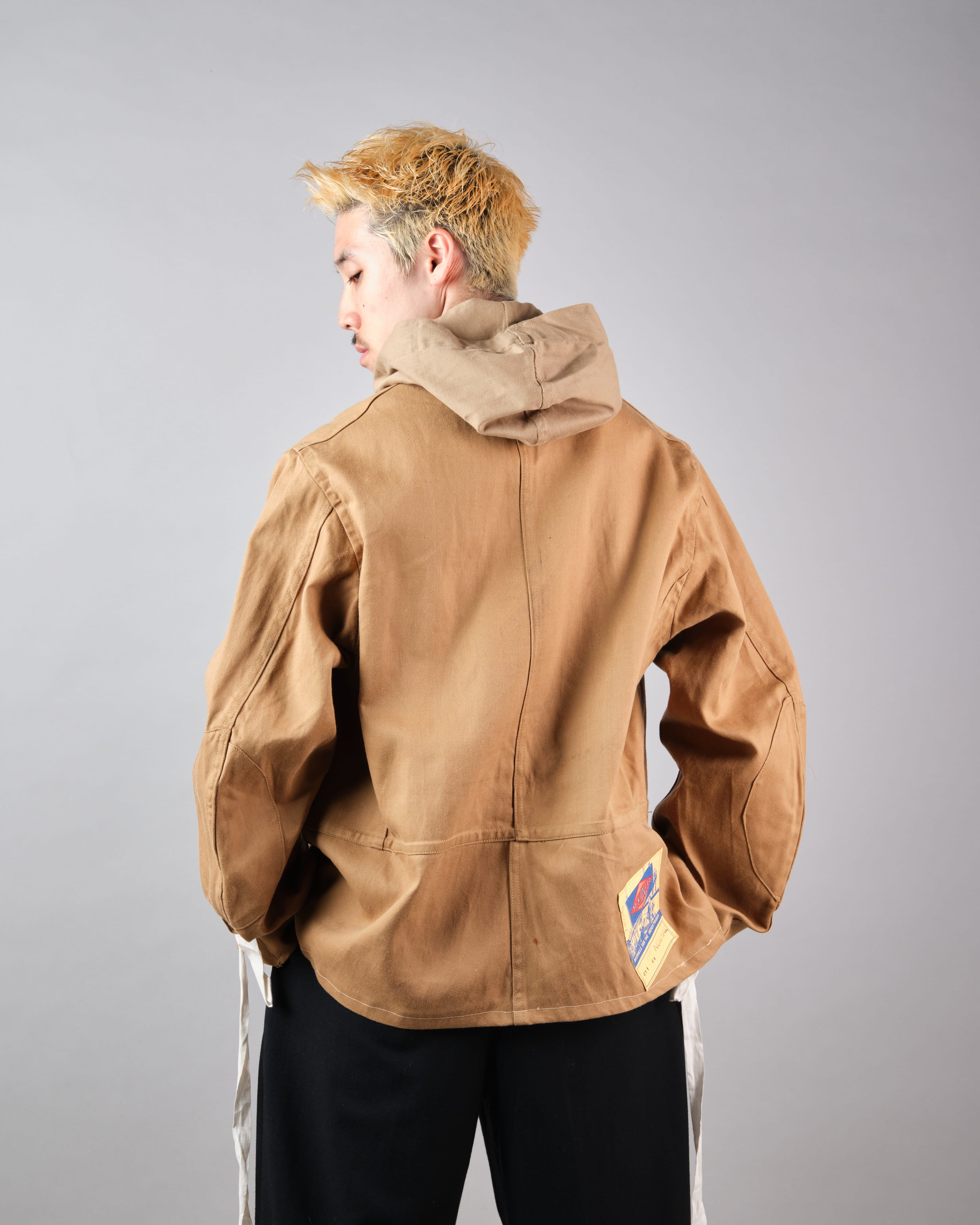 【~60's】British Vintage Khaki Drill Hooded Jacket Size.44 "MEKANEER" "Dead Stock"