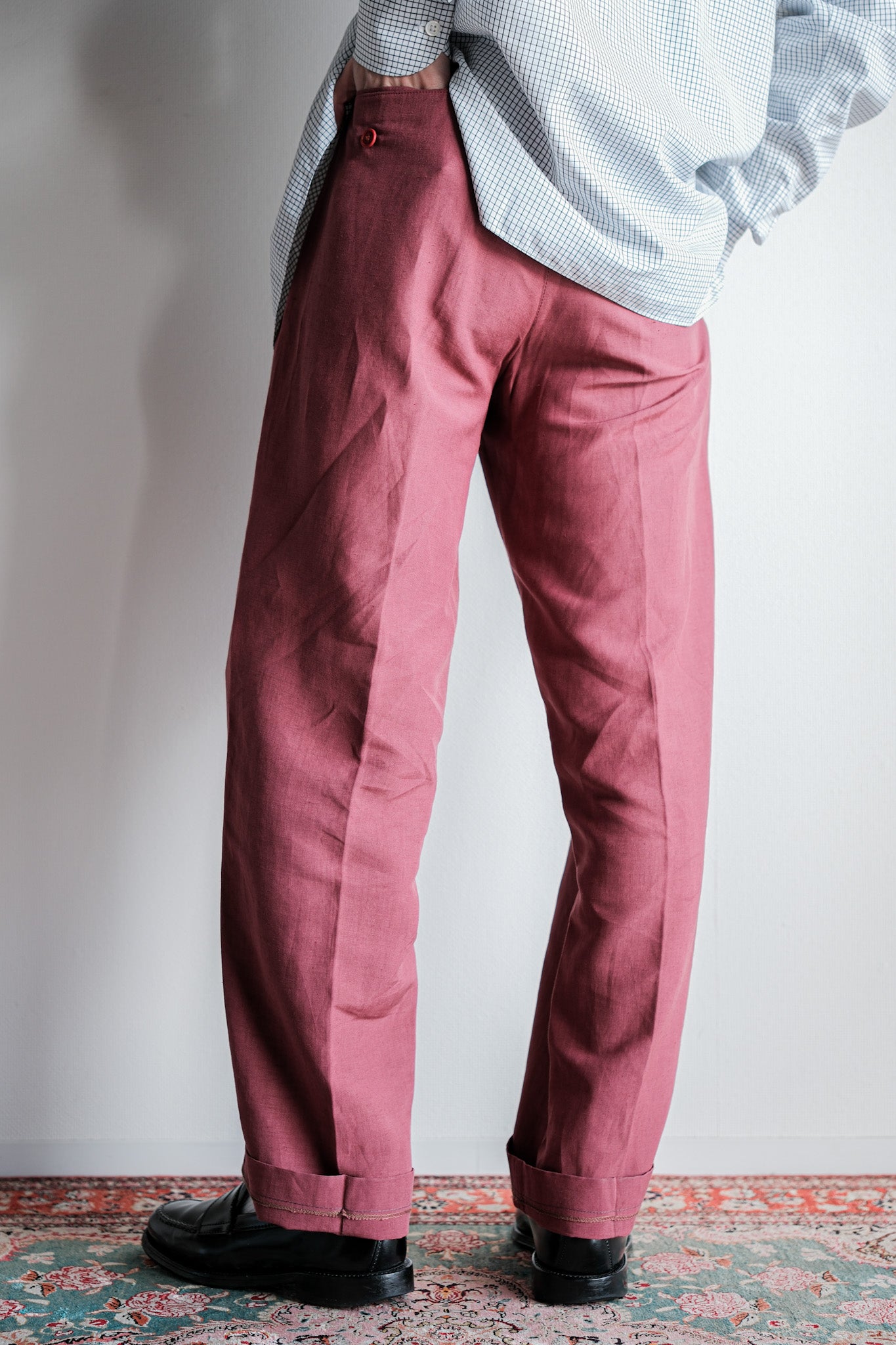 【~00's】Old ARNYS PARIS In Tuck Turn Up Linen Silk Trousers Size.42