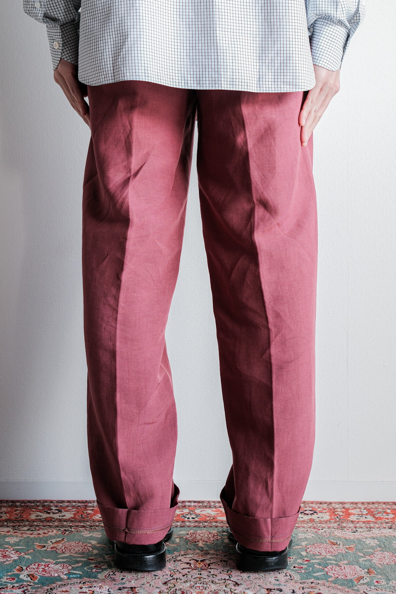 【~00's】Old ARNYS PARIS In Tuck Turn Up Linen Silk Trousers Size.42