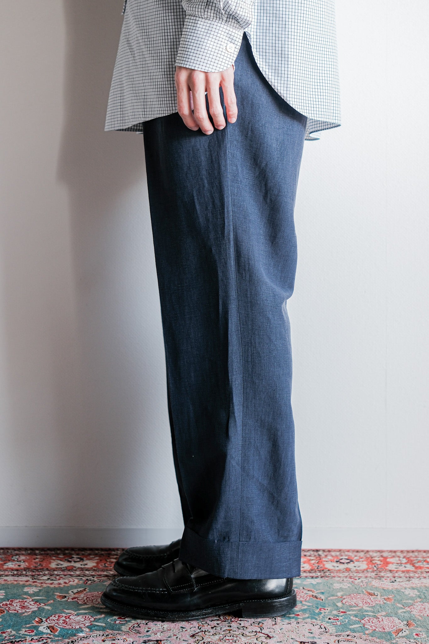 【~00's】Old ARNYS PARIS In Tuck Turn Up Linen Silk Trousers Size.44