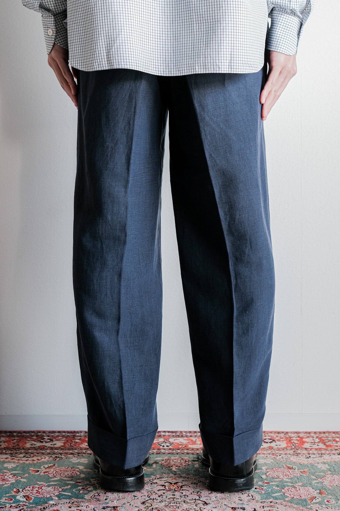 【~00's】Old ARNYS PARIS In Tuck Turn Up Linen Silk Trousers Size.44