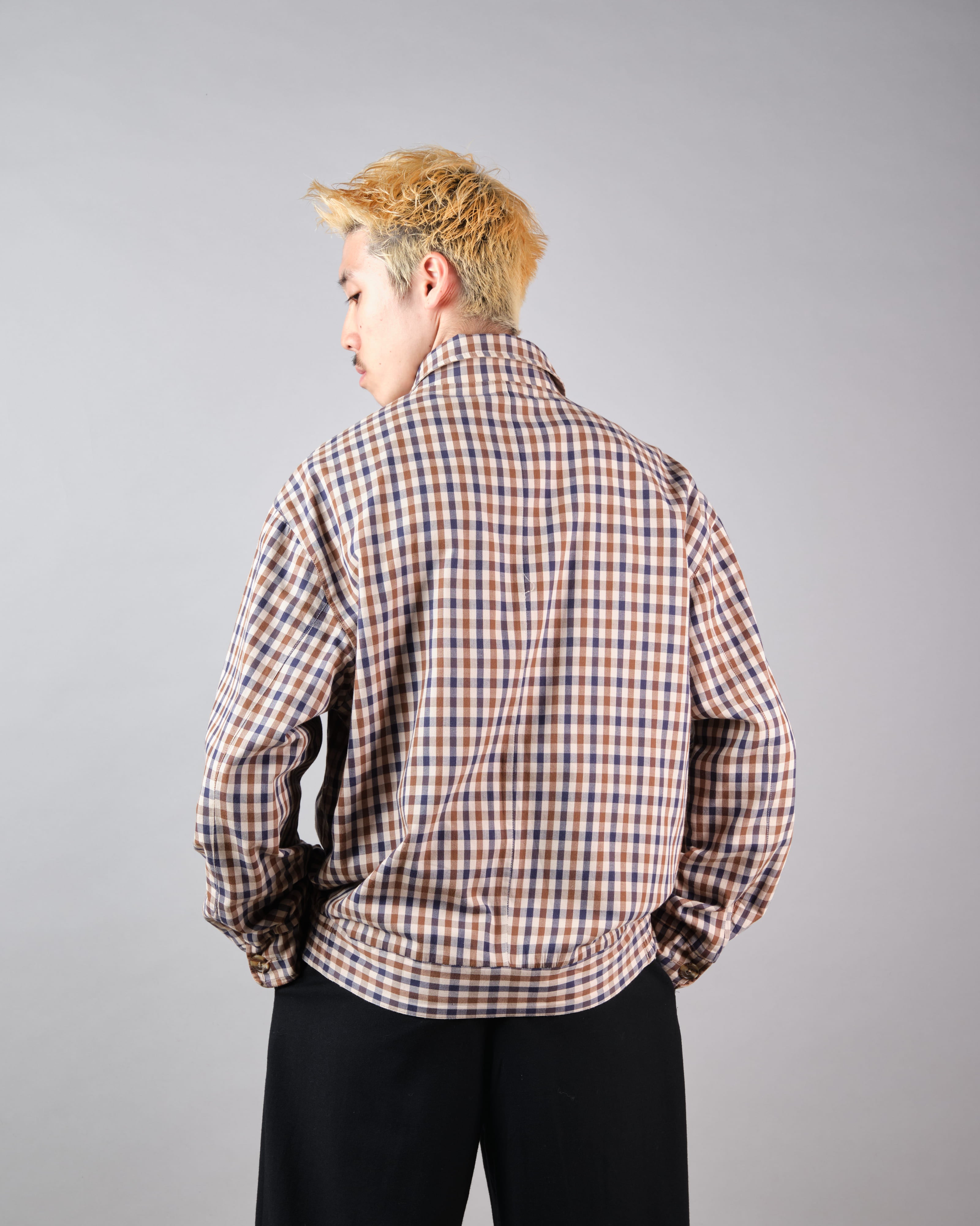 【~00's】Old Aquascutum Club Check Reversible Harrington Jacket Size.M