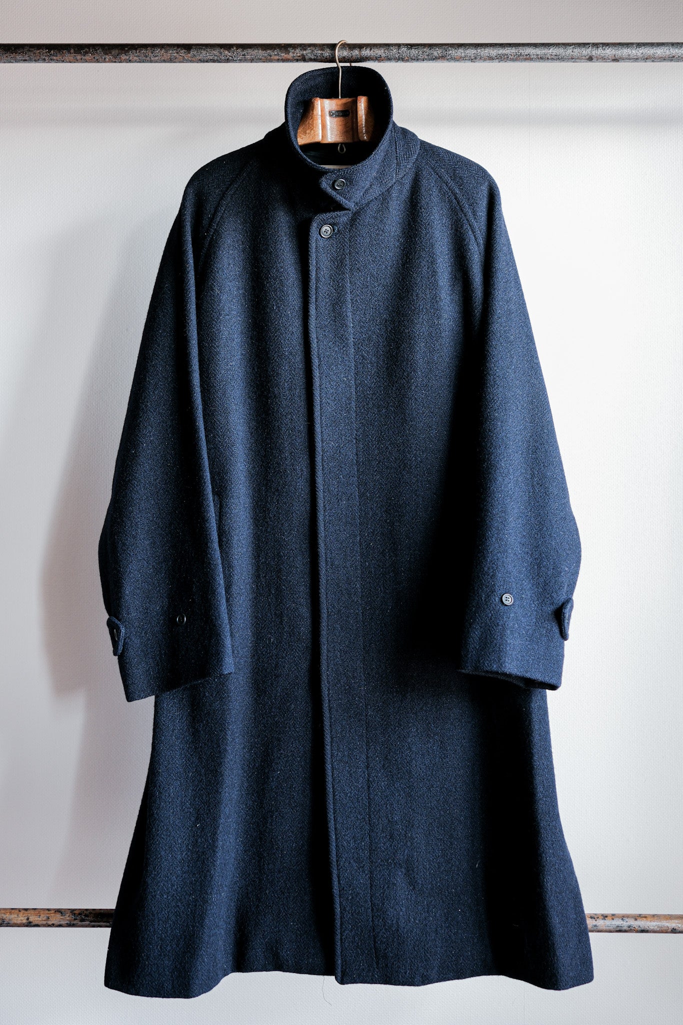 【~80's】Vintage Burberrys Single Raglan Wool Balmacaan Coat Size.54RL "HARRIS TWEED" "Kraft 別注"