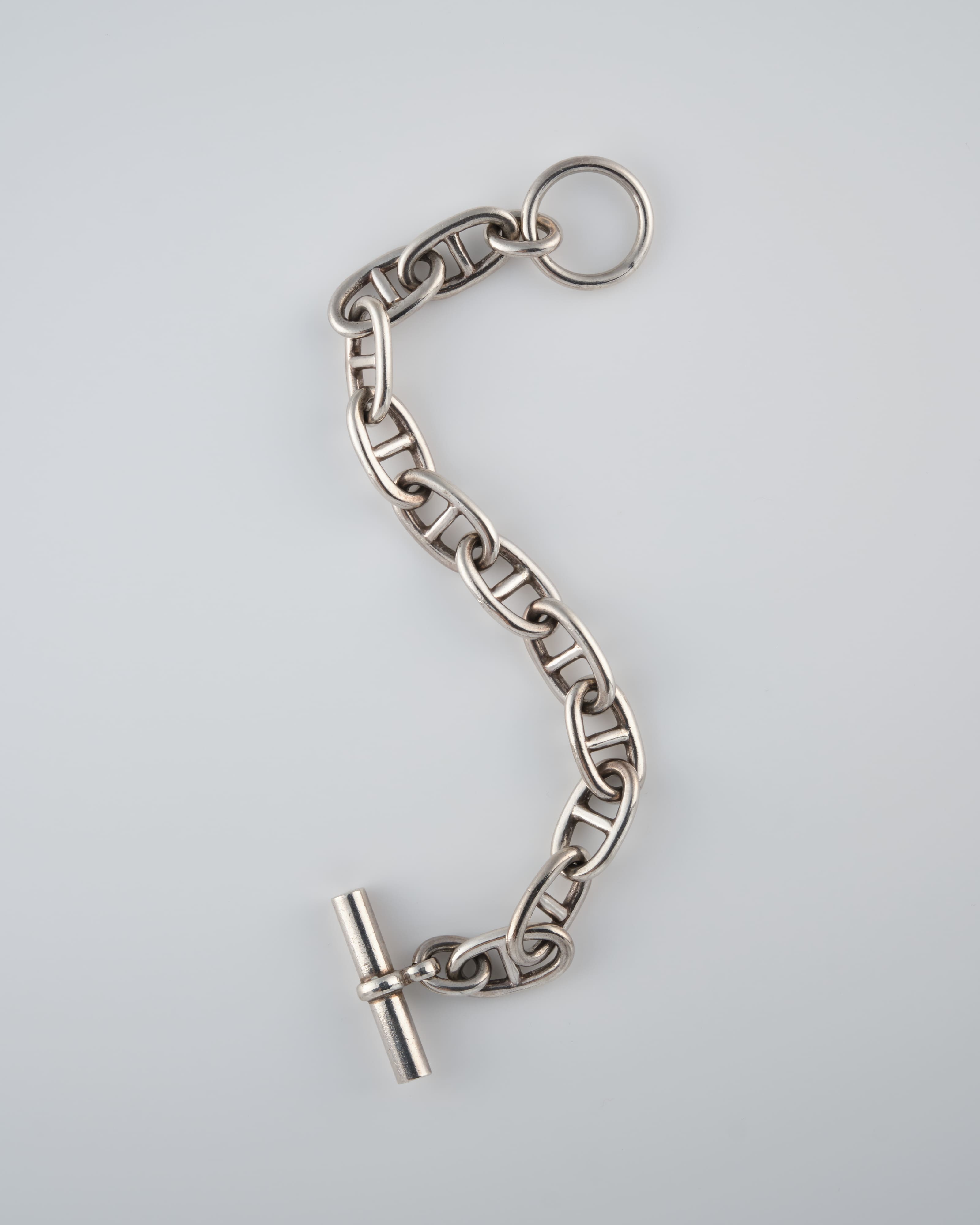 【~80's】French Vintage Chaine d‘Ancre Motif Silver Toggle Clasp Chain Bracelet