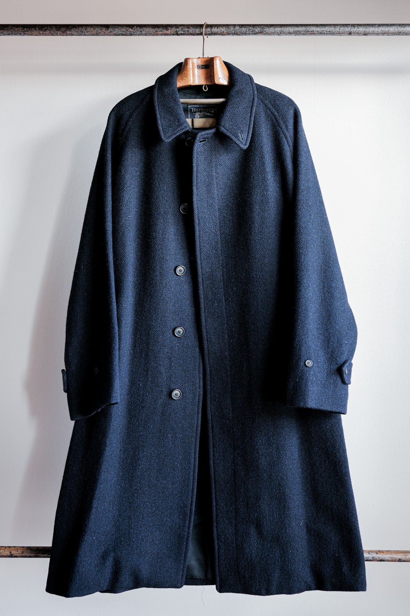 【~80's】Vintage Burberrys Single Raglan Wool Balmacaan Coat Size.54RL "HARRIS TWEED" "Kraft 別注"