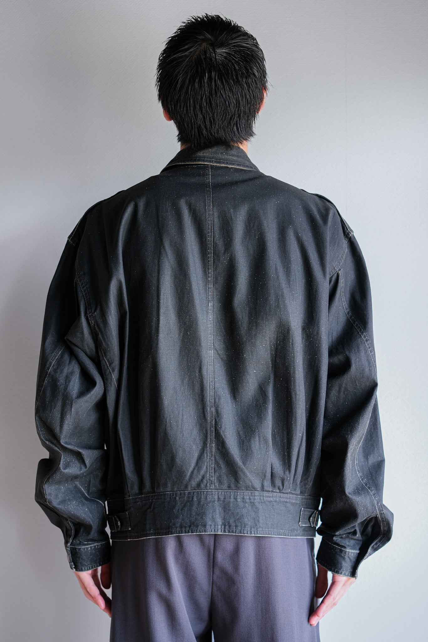 【~80's】Old EMPORIO ARMANI Black Cotton Linen Jacket