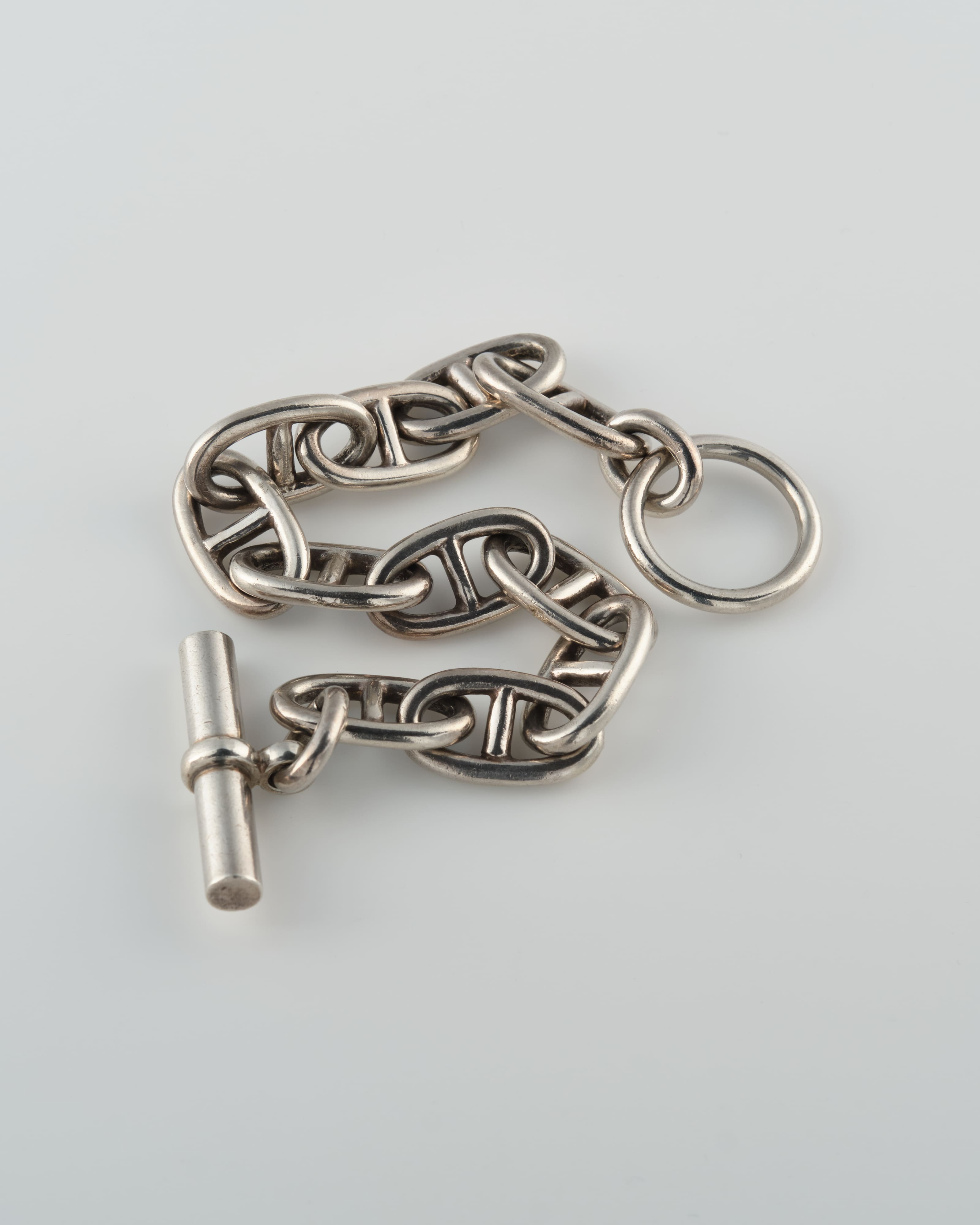 【~80's】French Vintage Chaine d‘Ancre Motif Silver Toggle Clasp Chain Bracelet