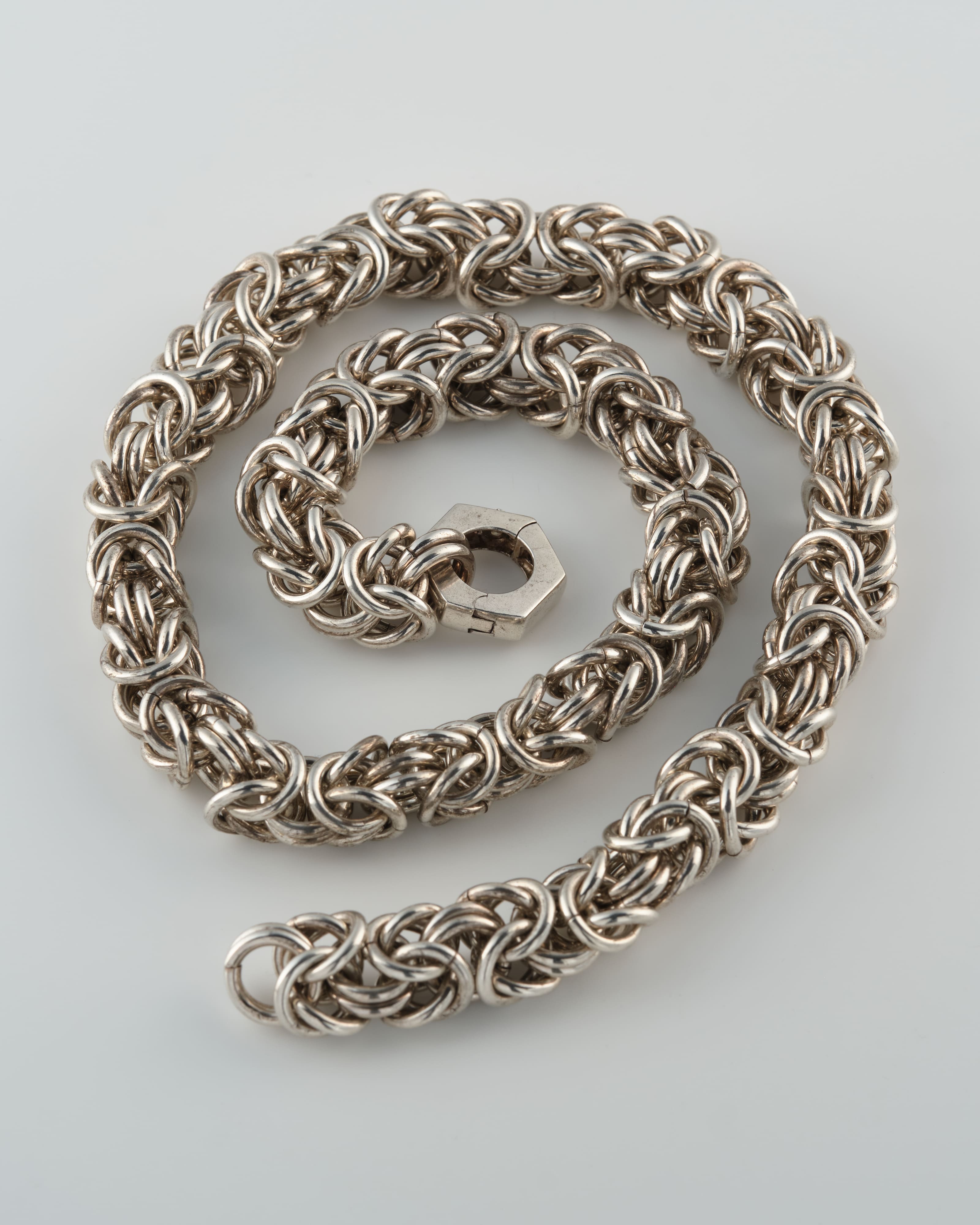 【~70’s】Danish Vintage Silver Heavy Mixed Chain Necklace