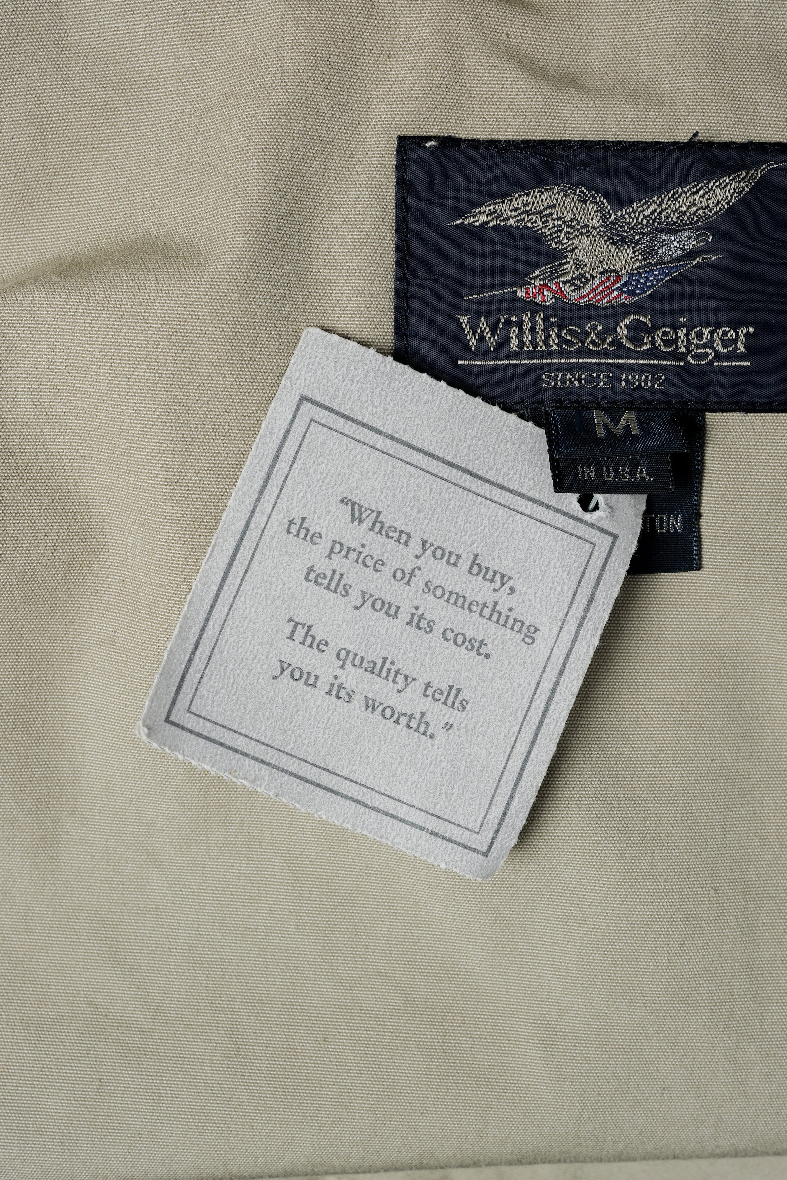 【~90's】Vintage Willis&Geiger Bush Poplin Eisenhower Fishing Jacket Size.M "Made in U.S.A." "Dead Stock"