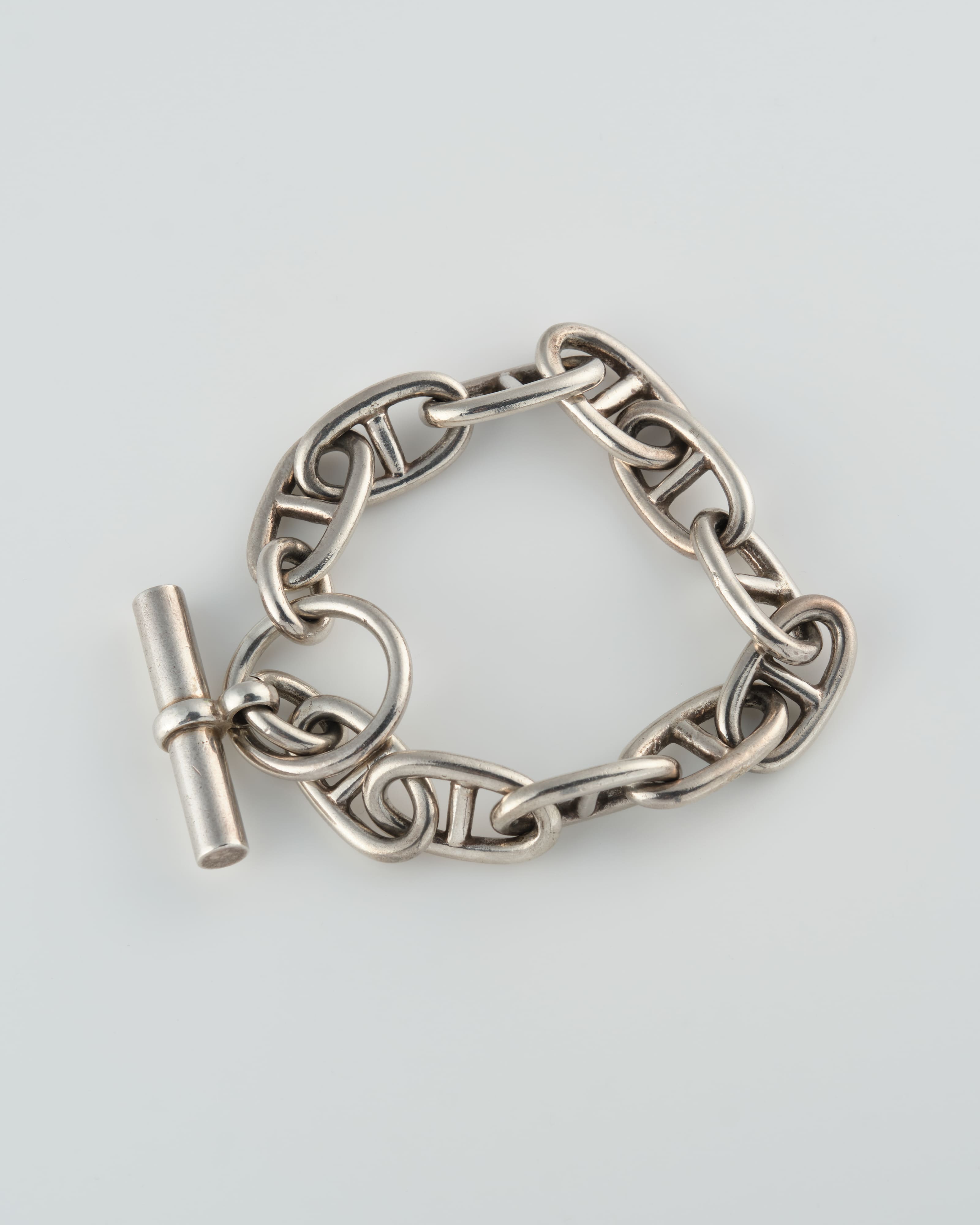 【~80's】French Vintage Chaine d‘Ancre Motif Silver Toggle Clasp Chain Bracelet