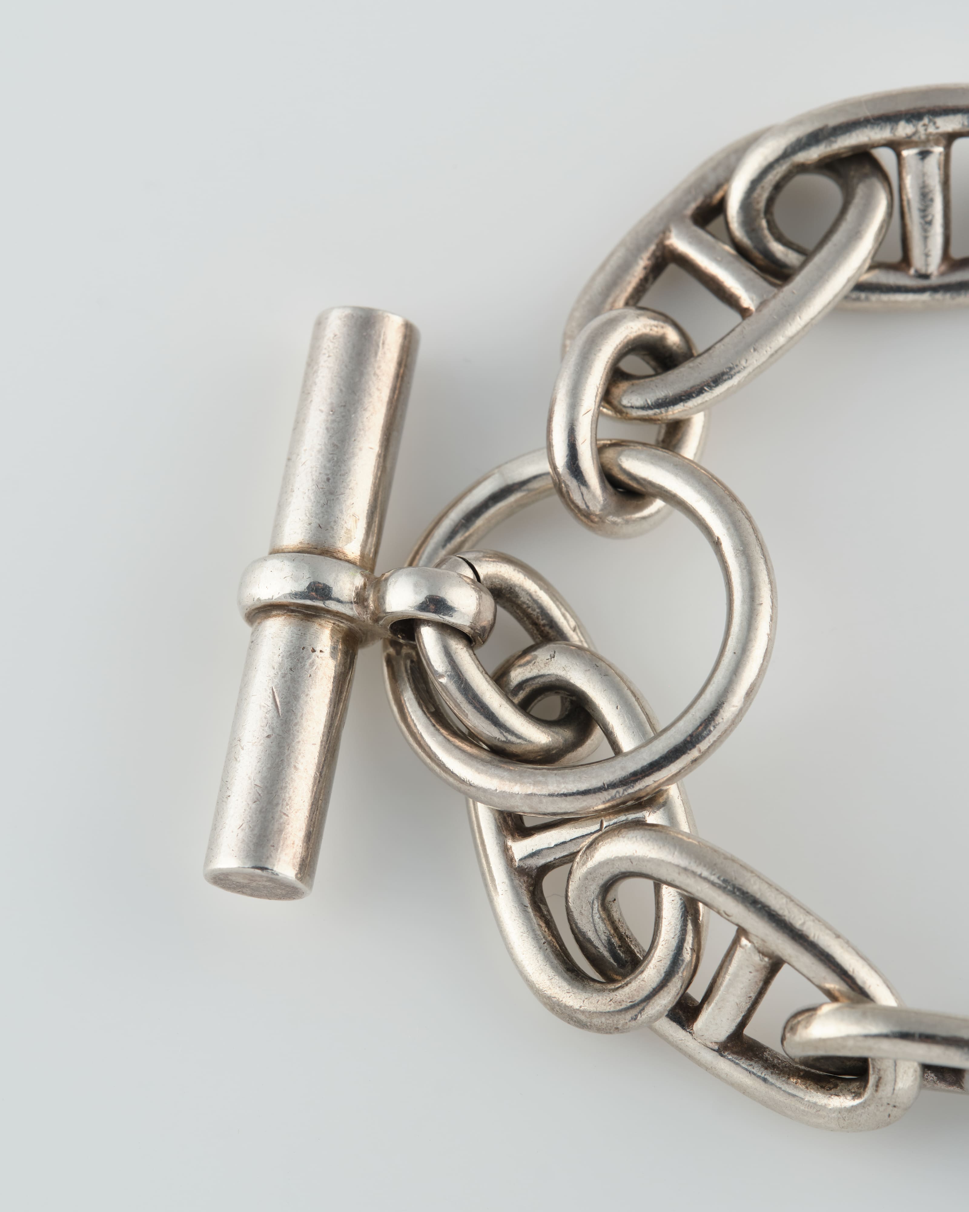 【~80's】French Vintage Chaine d‘Ancre Motif Silver Toggle Clasp Chain Bracelet