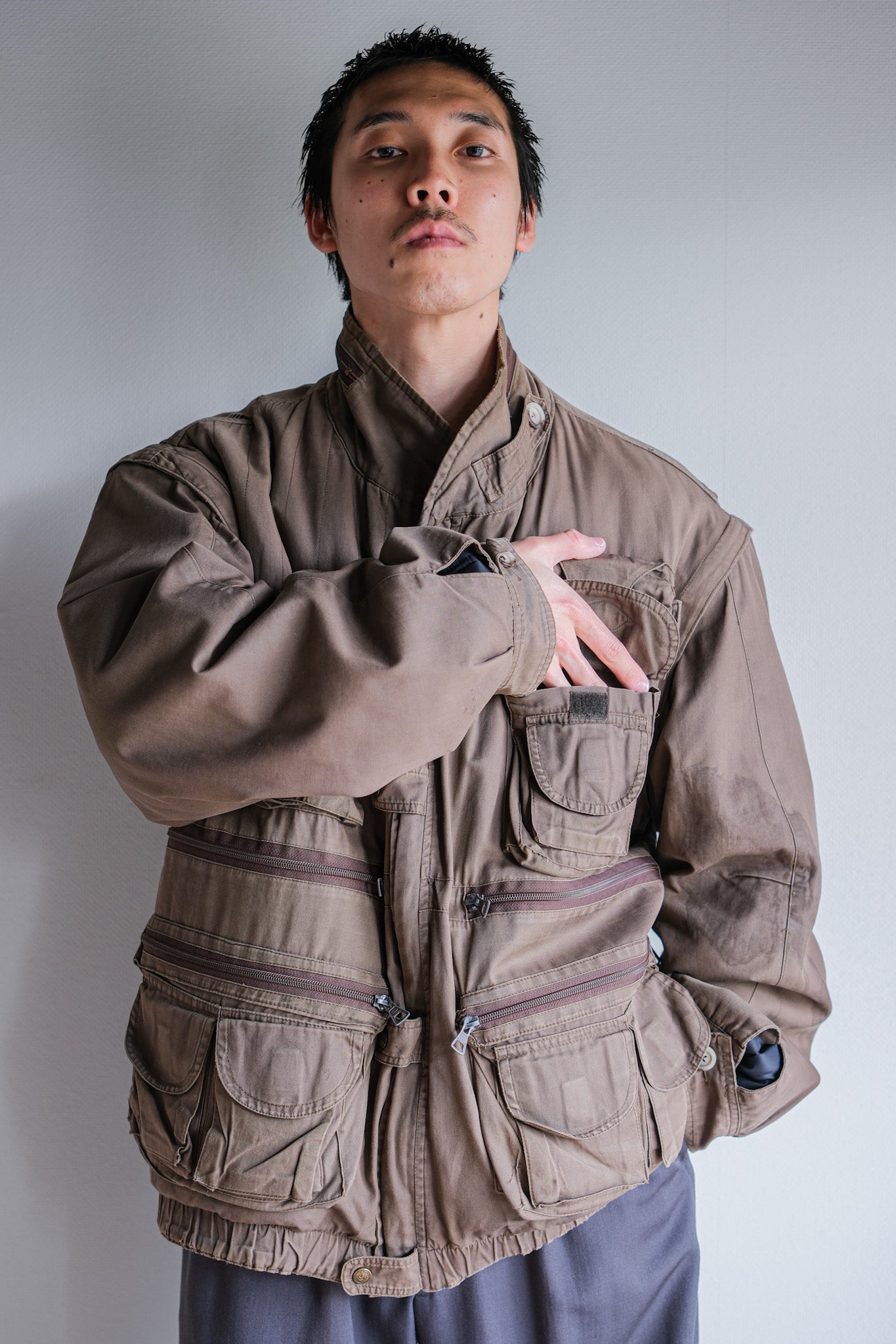 【~90's】Old Renoma Paris Detachable Sleeve Multi Pocket Jacket With Liner