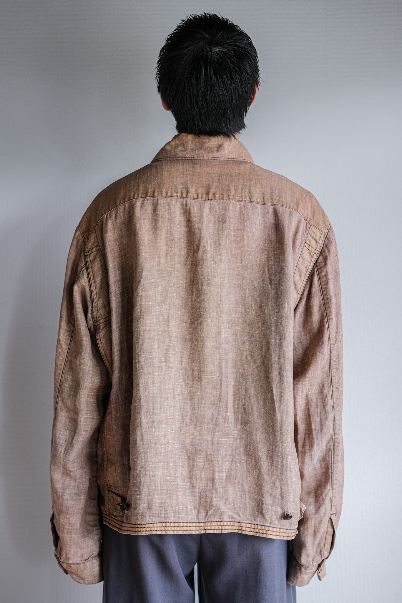 【97SS】Old STONE ISLAND Garment Dyed Lino Flax Cotton Jacket Size.L "Green Edge"