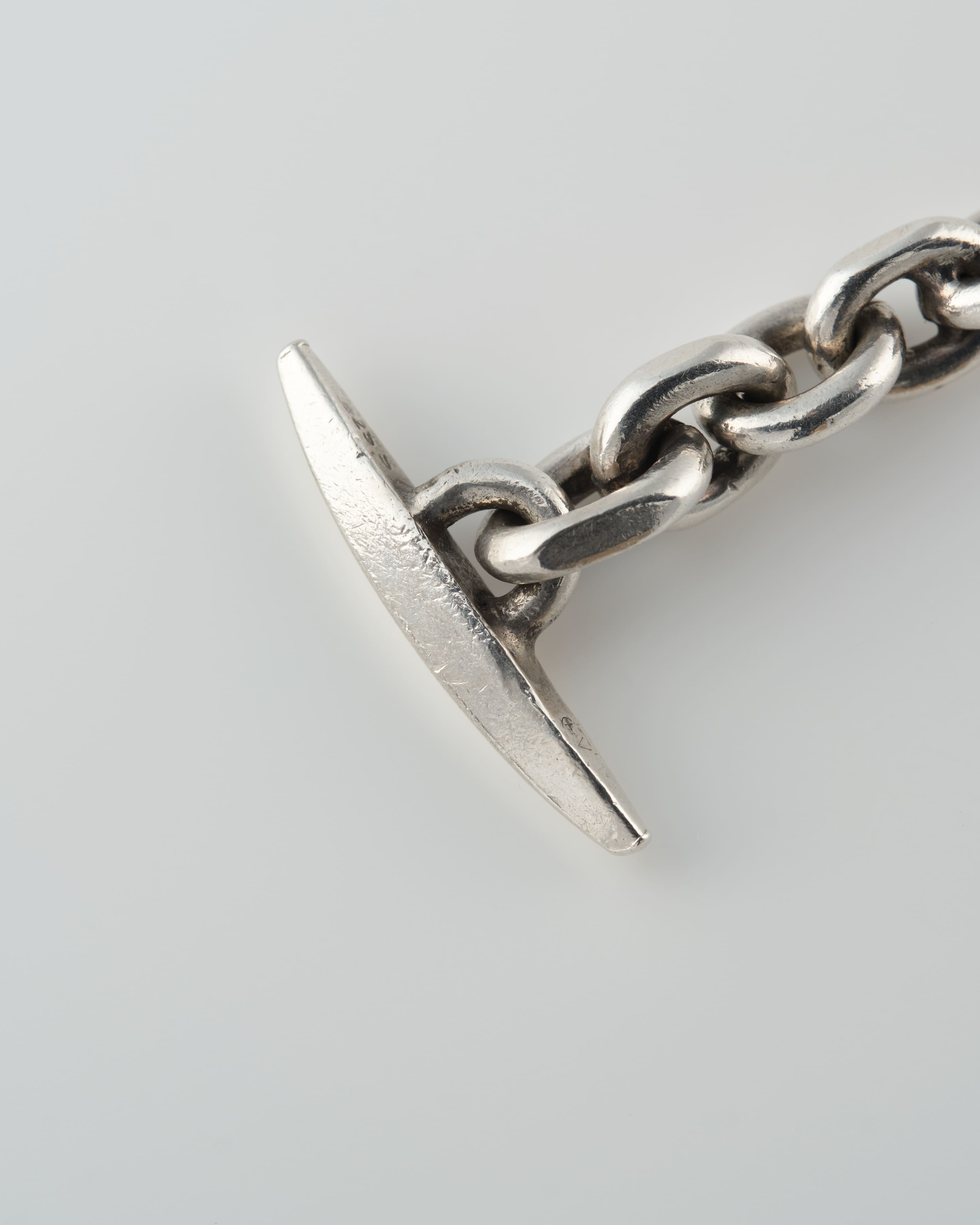 【~70's】Swedish Vintage Silver 925 Toggle Clasp Anchor Chain Bracelet