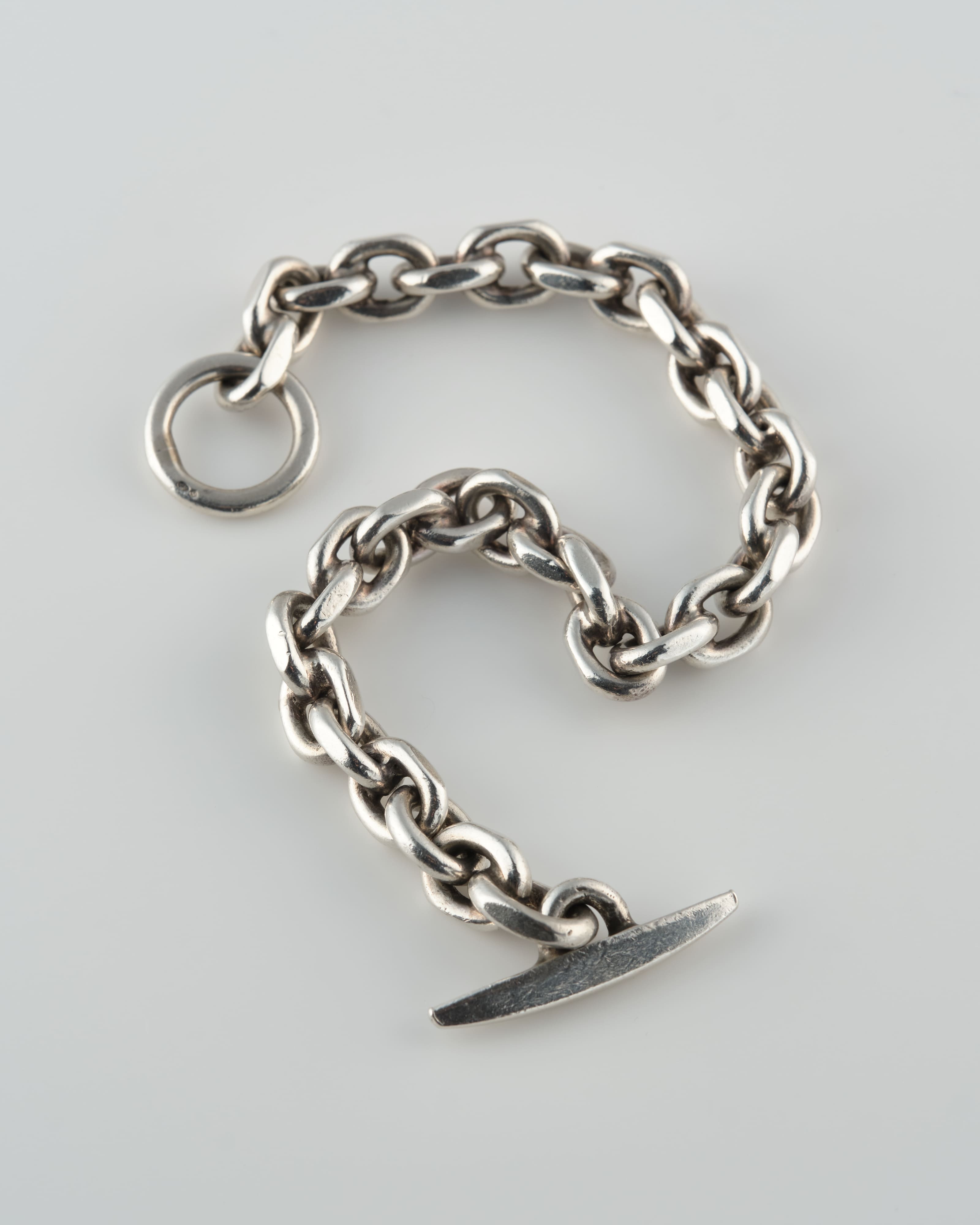【~70's】Swedish Vintage Silver 925 Toggle Clasp Anchor Chain Bracelet