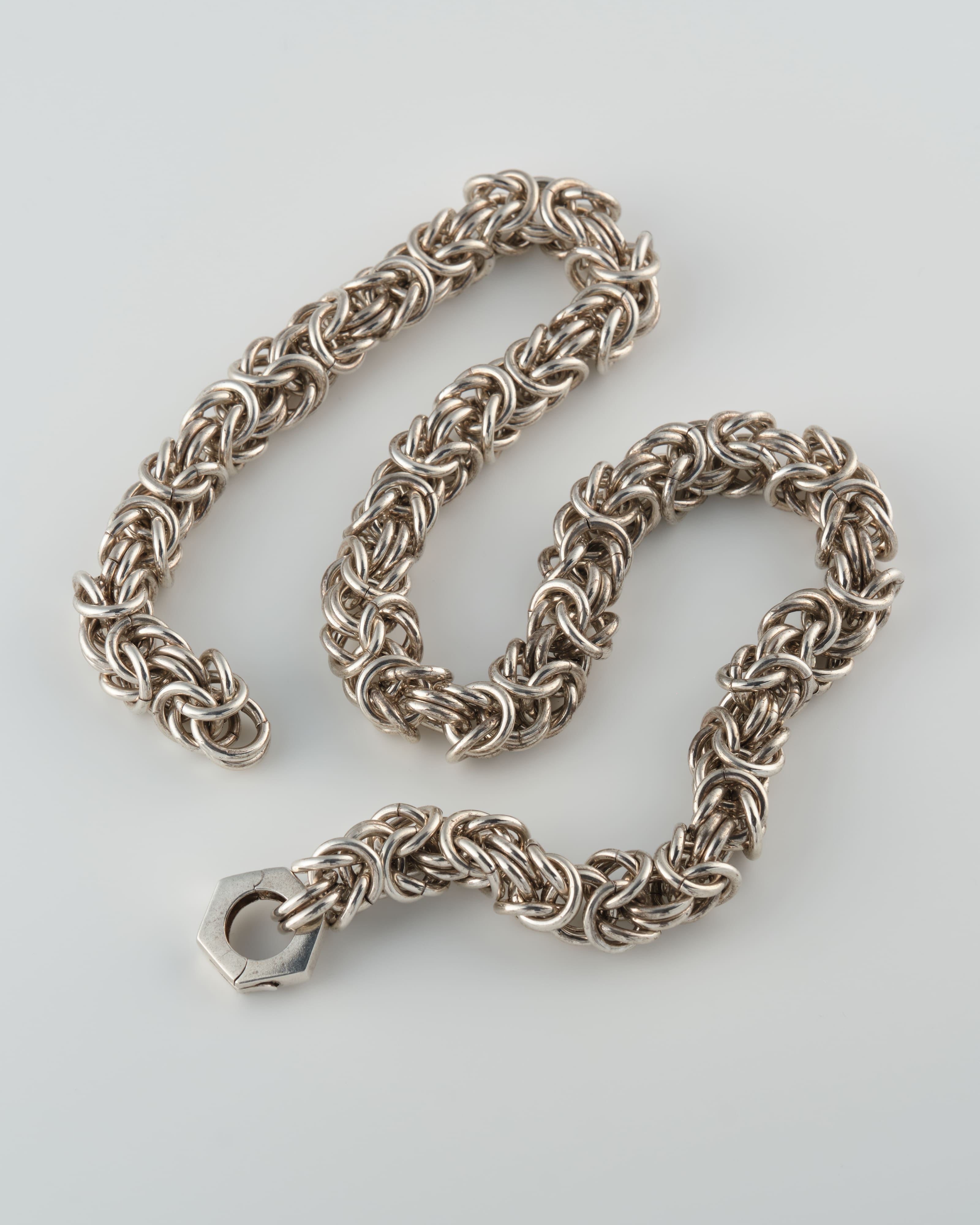 【~70’s】Danish Vintage Silver Heavy Mixed Chain Necklace