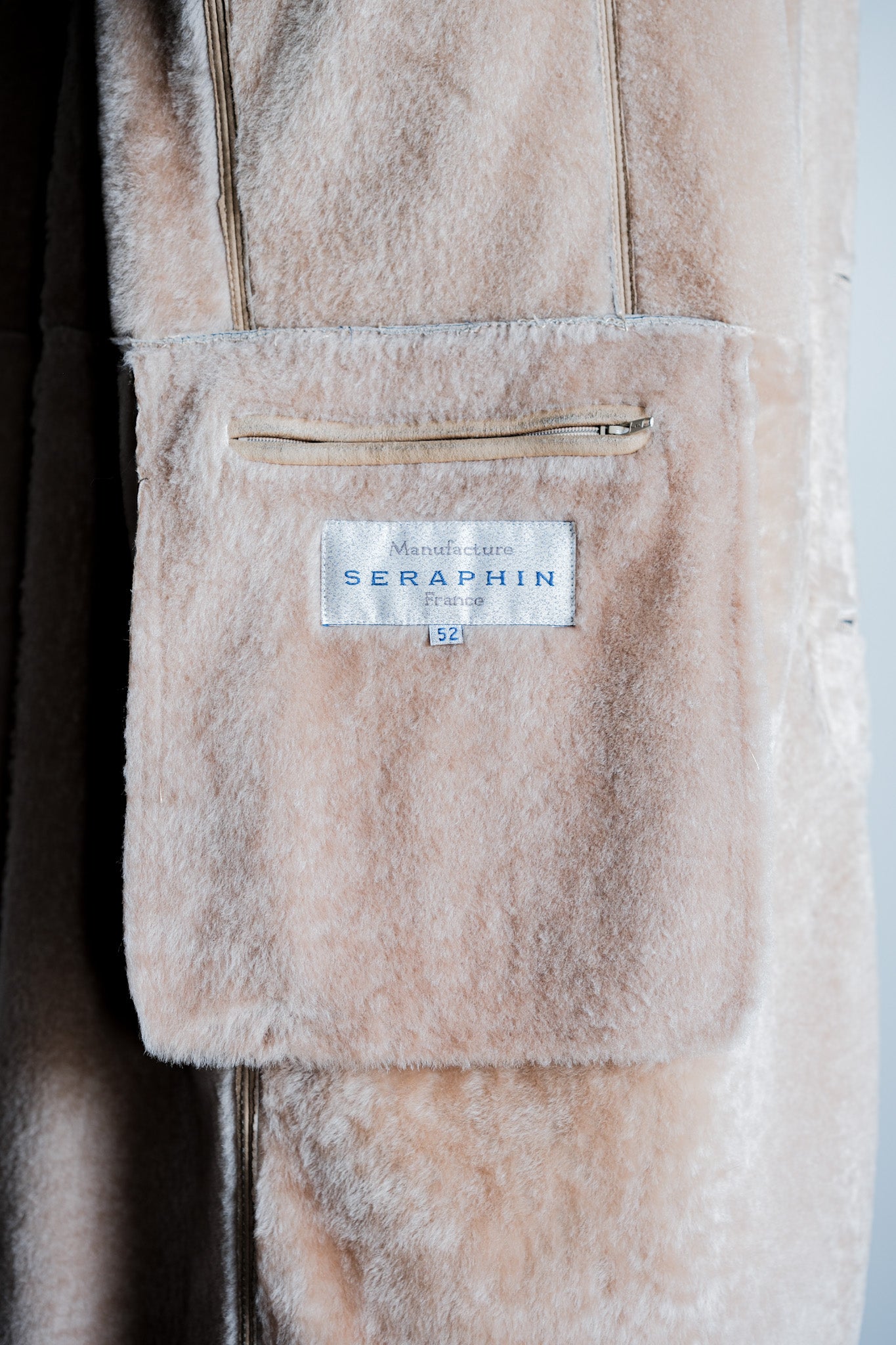 【~90's】Old SERAPHIN Raglan Sleeve Mouton Leather Coat Size.52