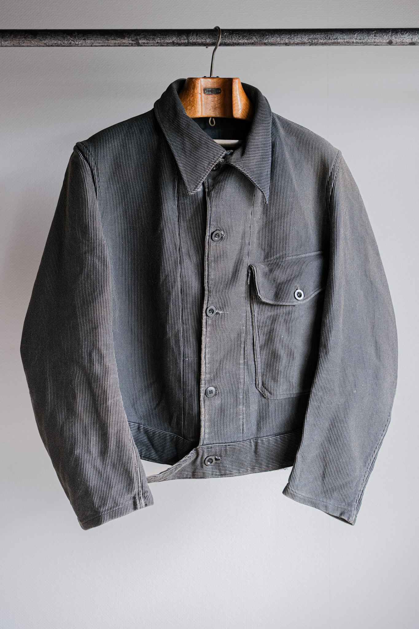 【~40's】Belgium Vintage Printed Moleskin Prisoner Jacket