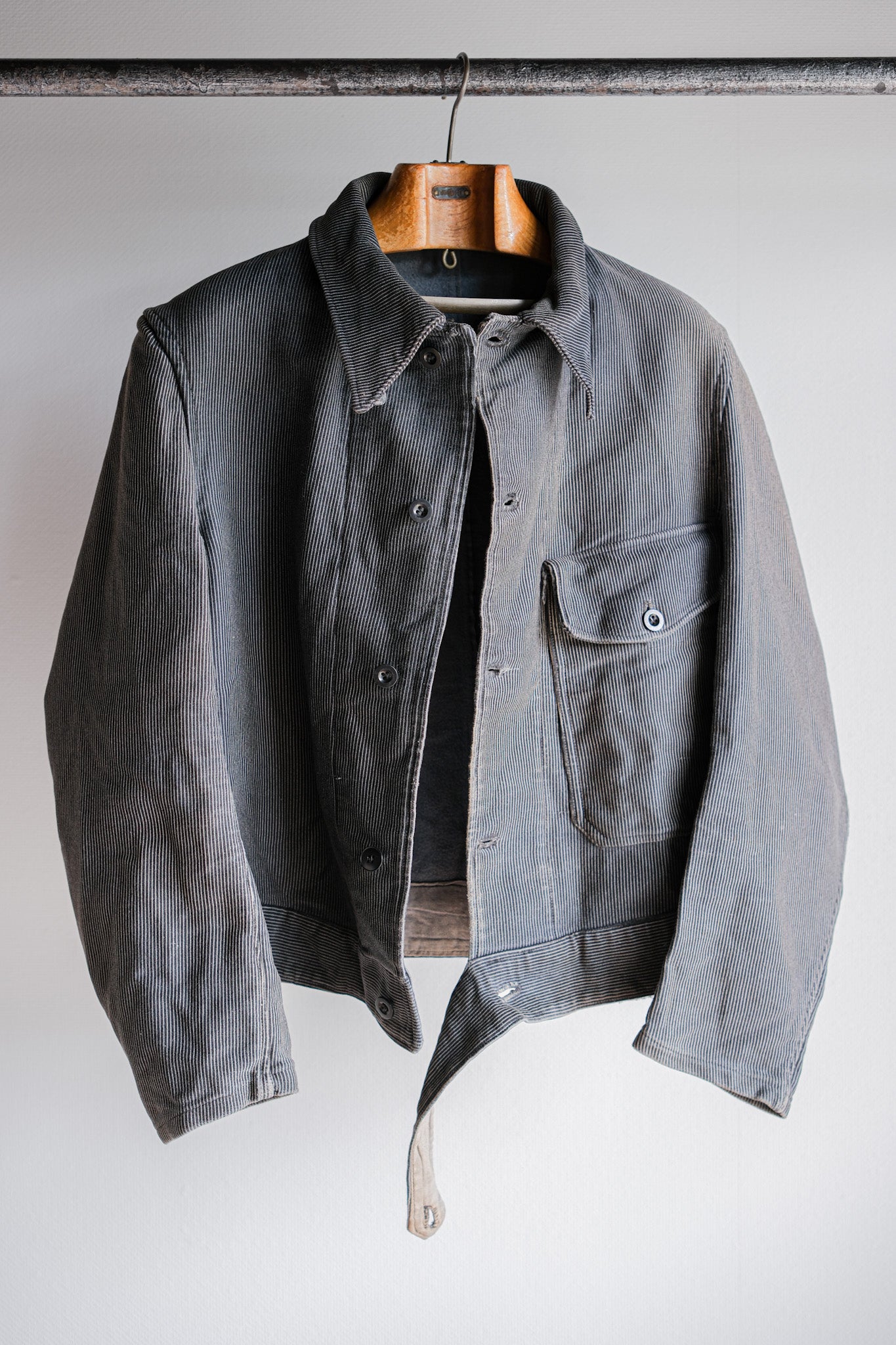 【~40's】Belgium Vintage Printed Moleskin Prisoner Jacket