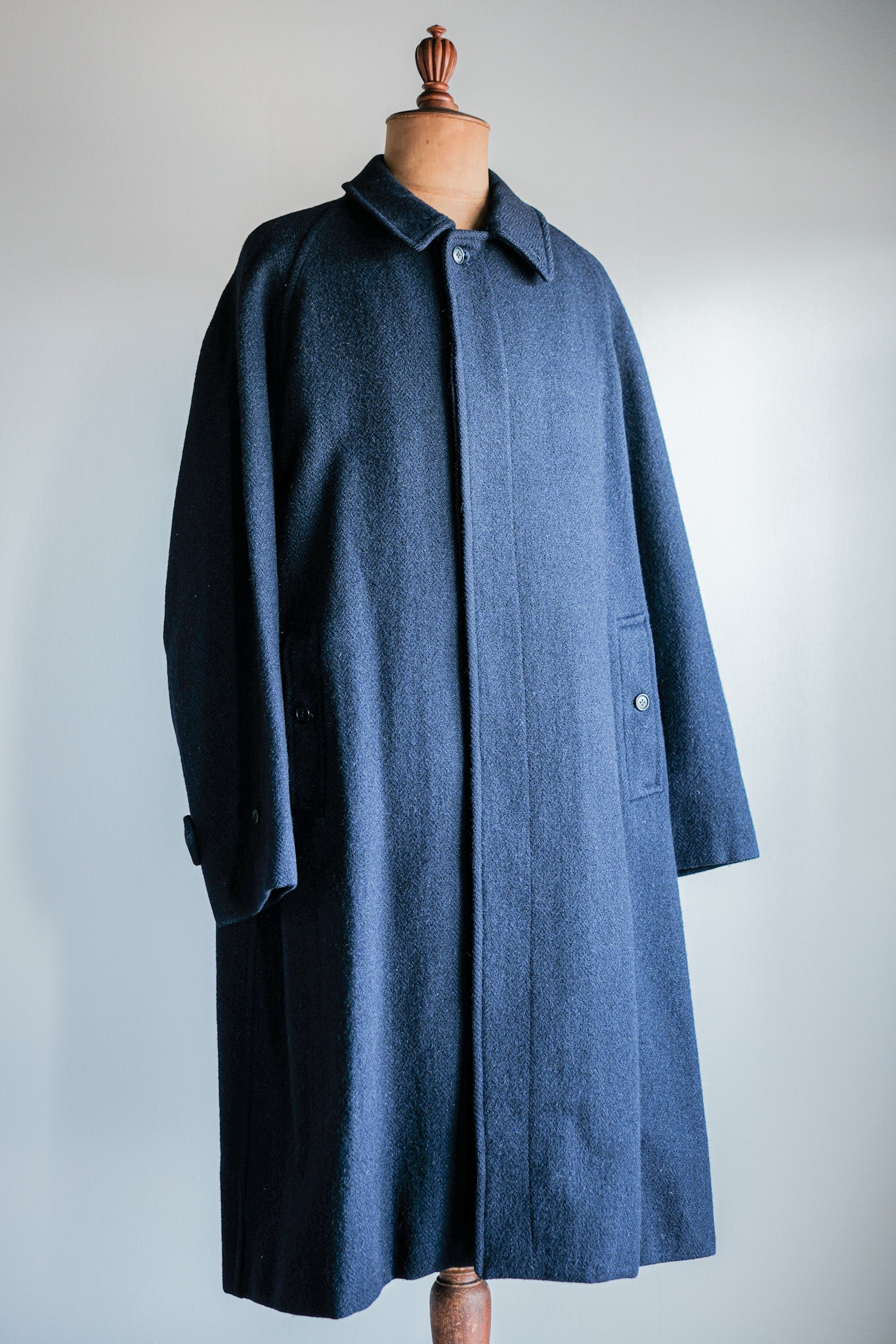 【~80's】Vintage Burberrys Single Raglan Wool Balmacaan Coat Size.54RL "HARRIS TWEED" "Kraft 別注"