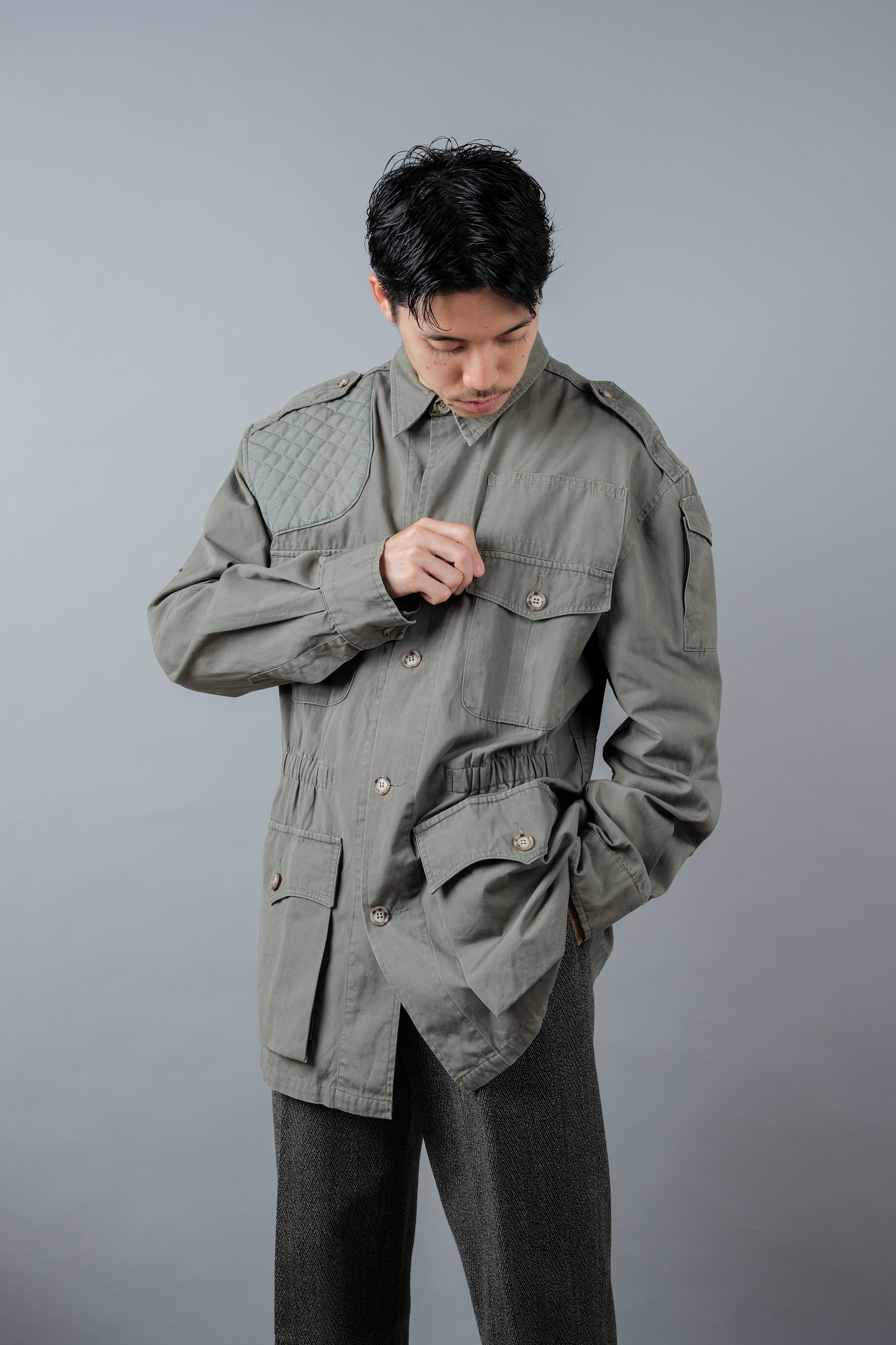【~90's】Vintage Willis&Geiger Bush Poplin Hemingway Jacket Size.M "Made in U.S.A."