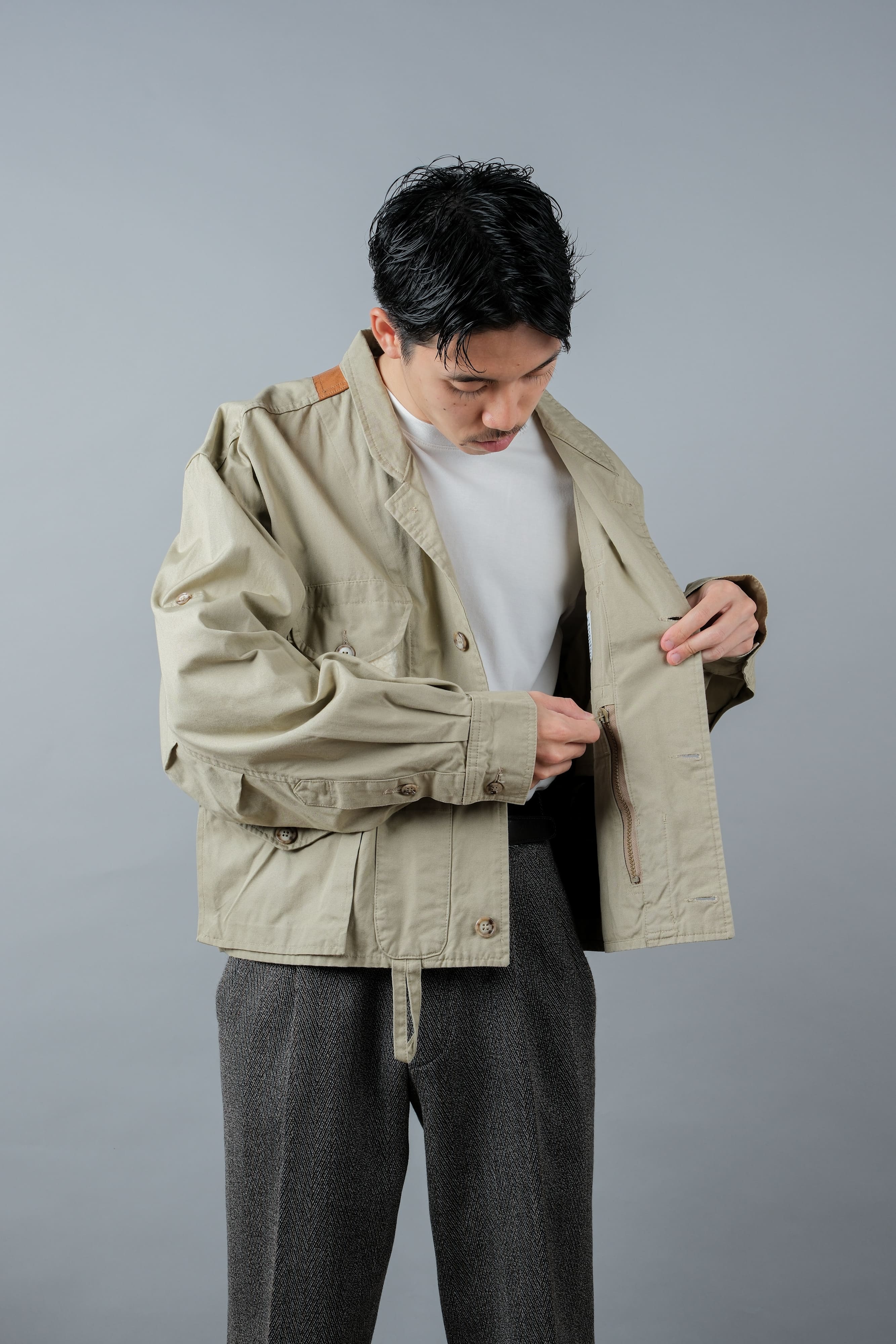 【~90's】Vintage Willis&Geiger Bush Poplin Eisenhower Fishing Jacket Size.M "Made in U.S.A." "Dead Stock"
