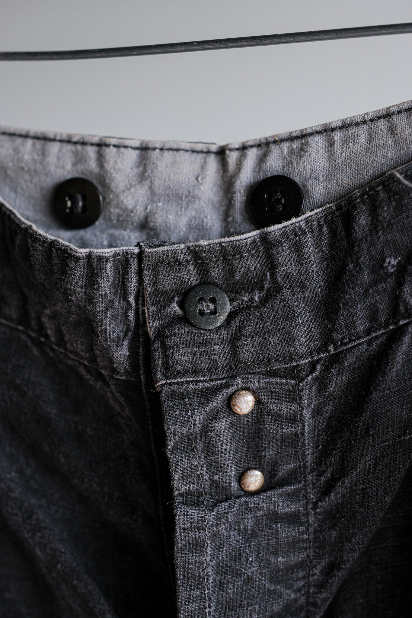 【~50's】French Vintage Black Linen Maquignon Pants Size.44 "AU MOLINEL"