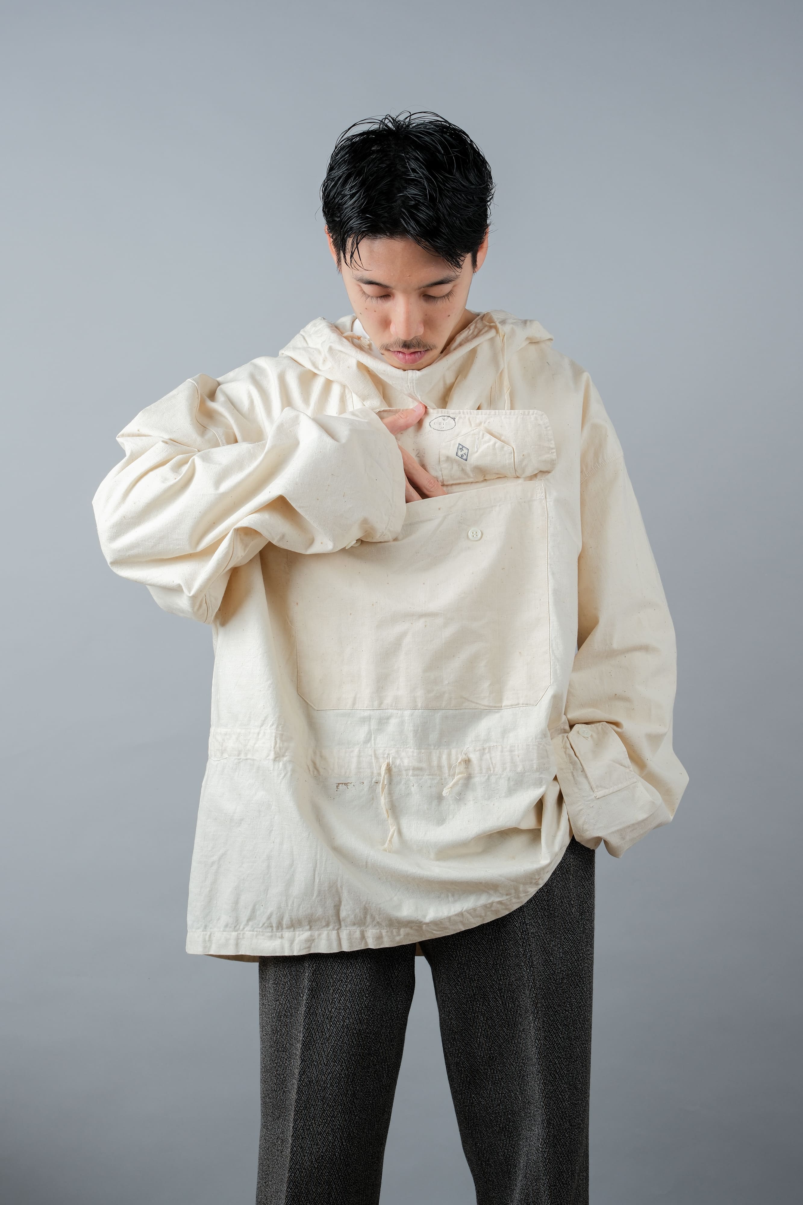 【~50's】French Army Cotton Linen Mountain Smock "Dead Stock"