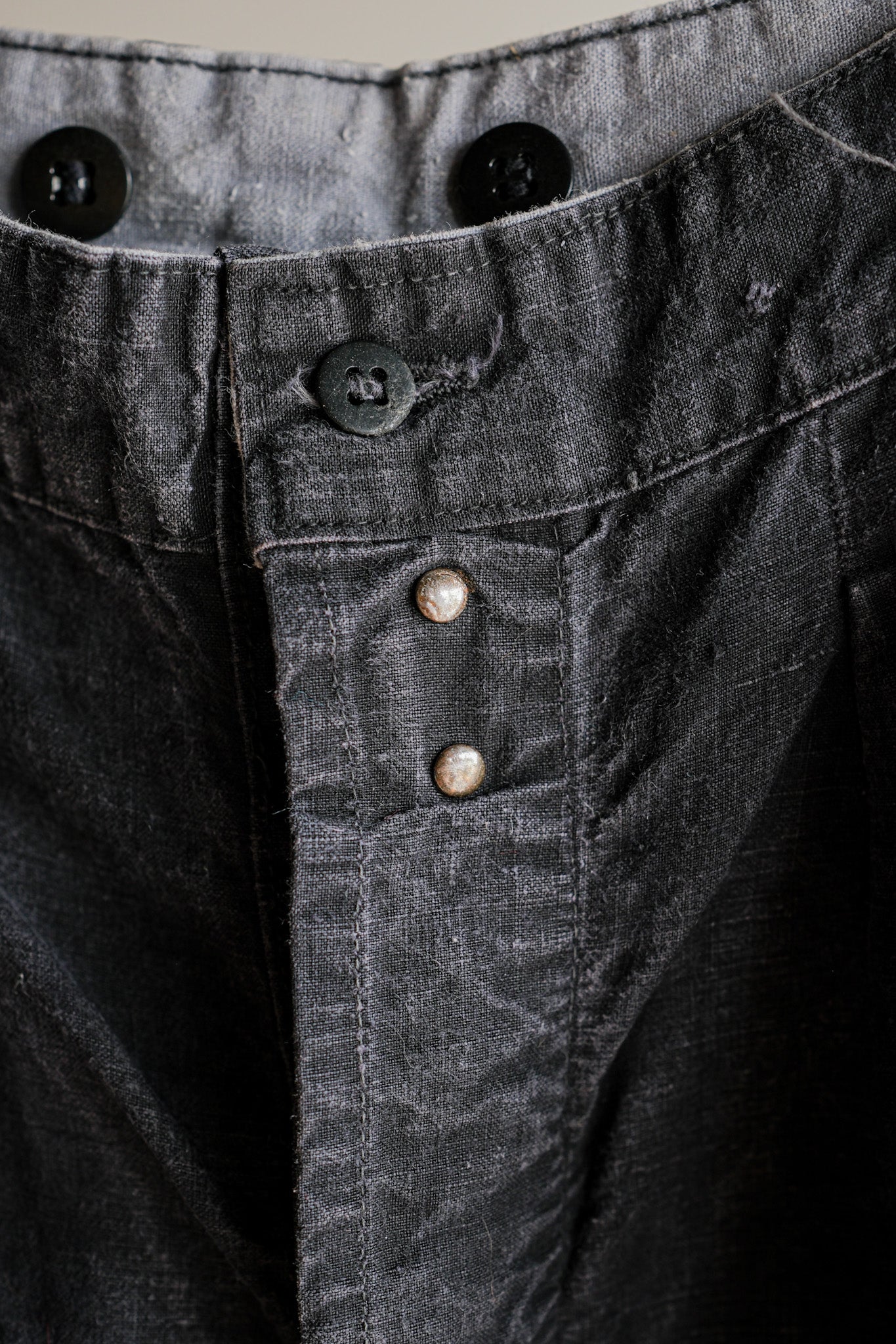 【~50's】French Vintage Black Linen Maquignon Pants Size.44 "AU MOLINEL"