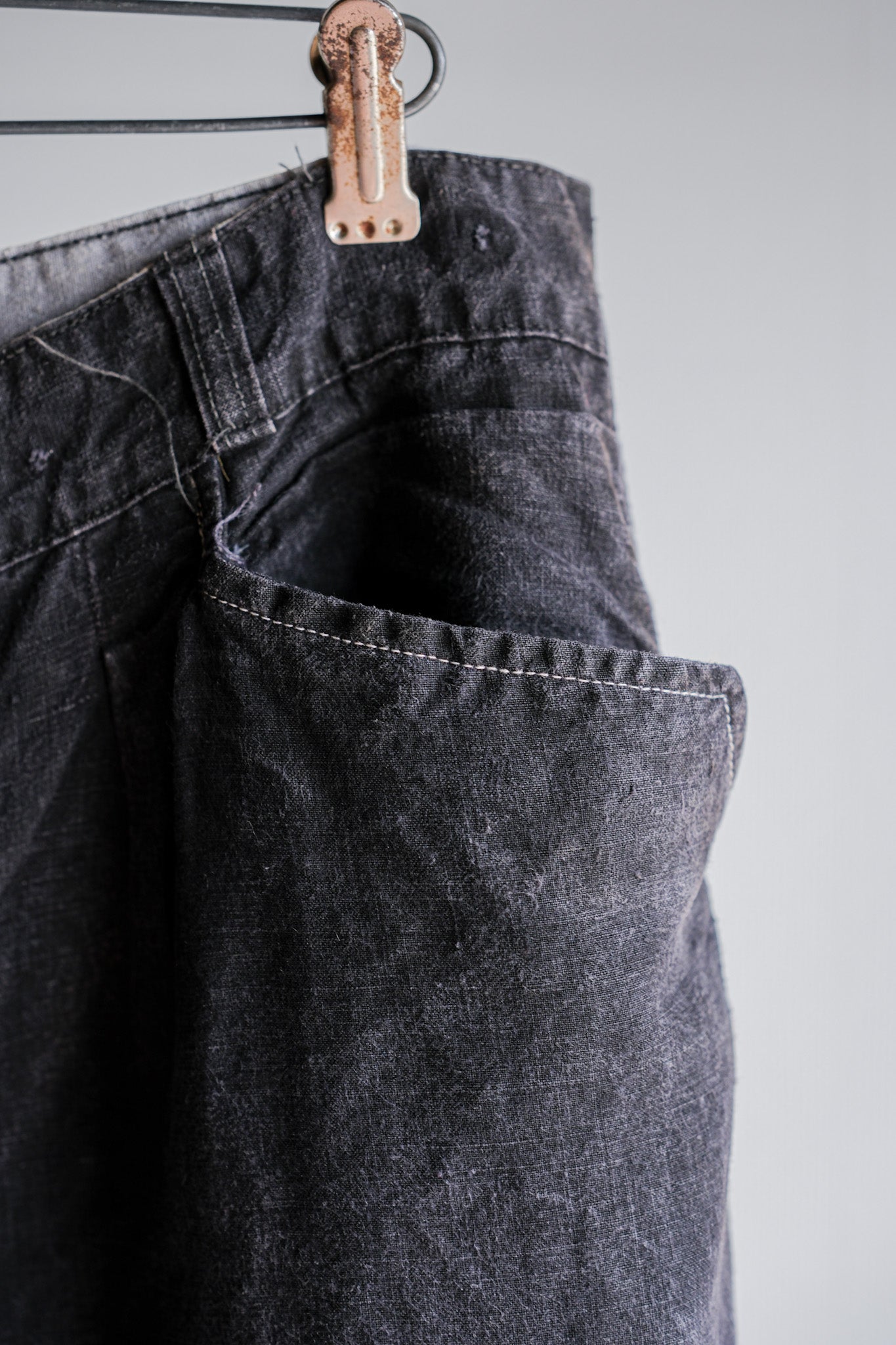 【~50's】French Vintage Black Linen Maquignon Pants Size.44 "AU MOLINEL"