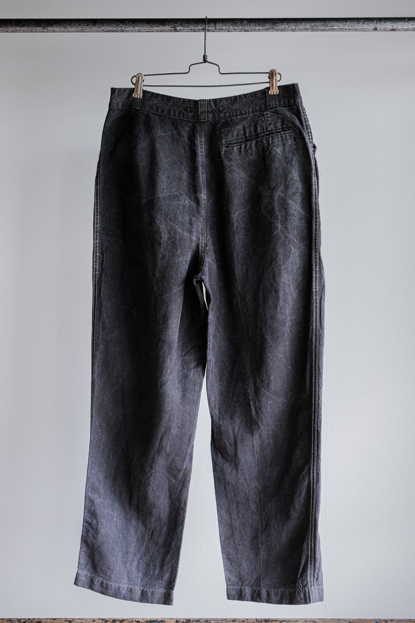 【~50's】French Vintage Black Linen Maquignon Pants Size.44 "AU MOLINEL"