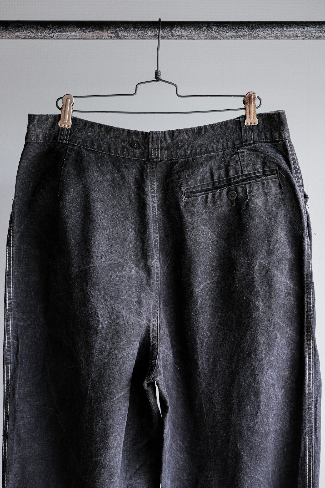 【~50's】French Vintage Black Linen Maquignon Pants Size.44 "AU MOLINEL"