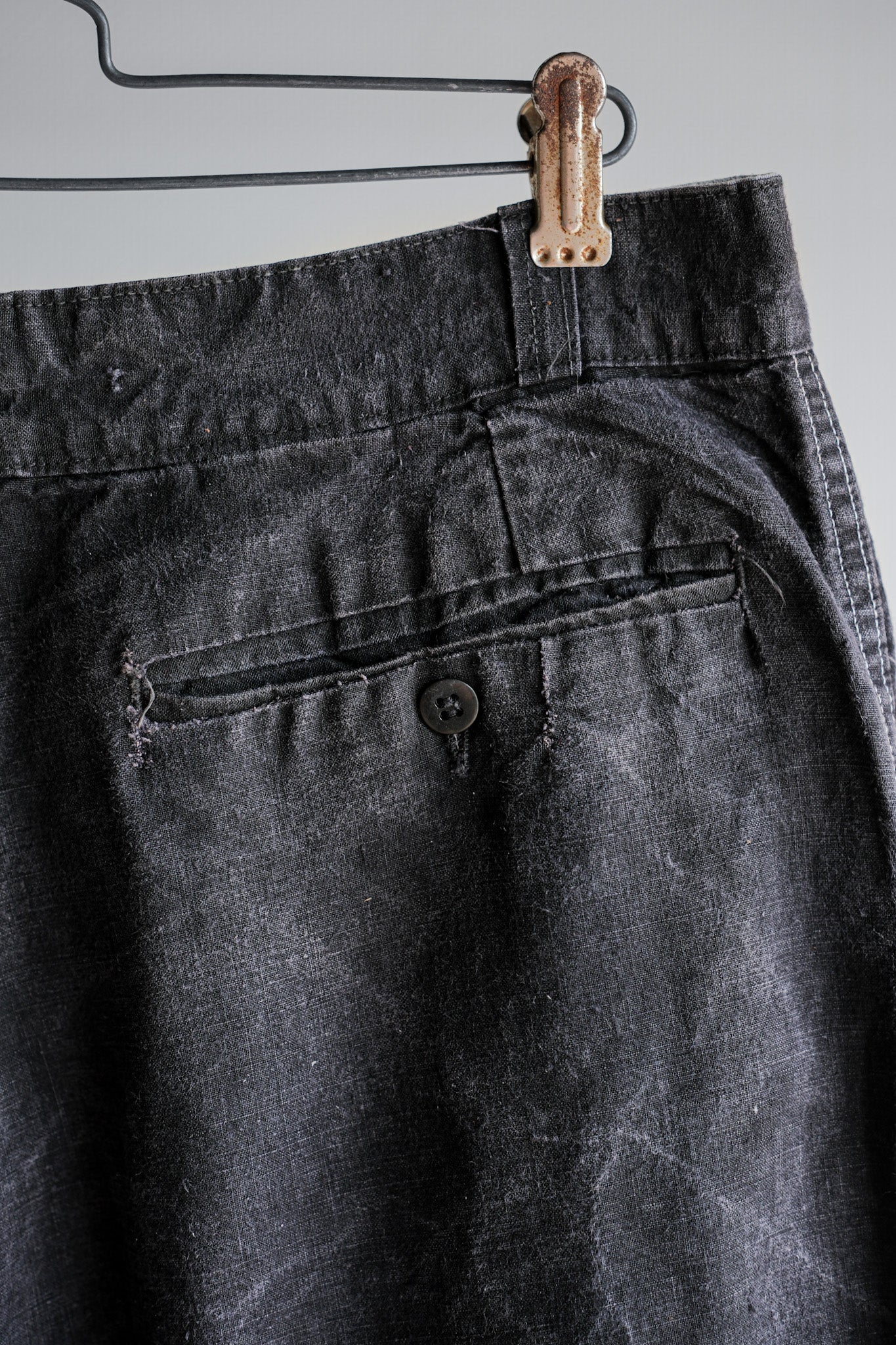 【~50's】French Vintage Black Linen Maquignon Pants Size.44 "AU MOLINEL"