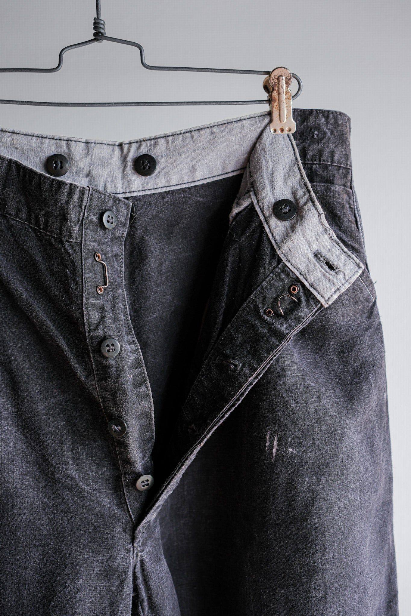 【~50's】French Vintage Black Linen Maquignon Pants Size.44 "AU MOLINEL"