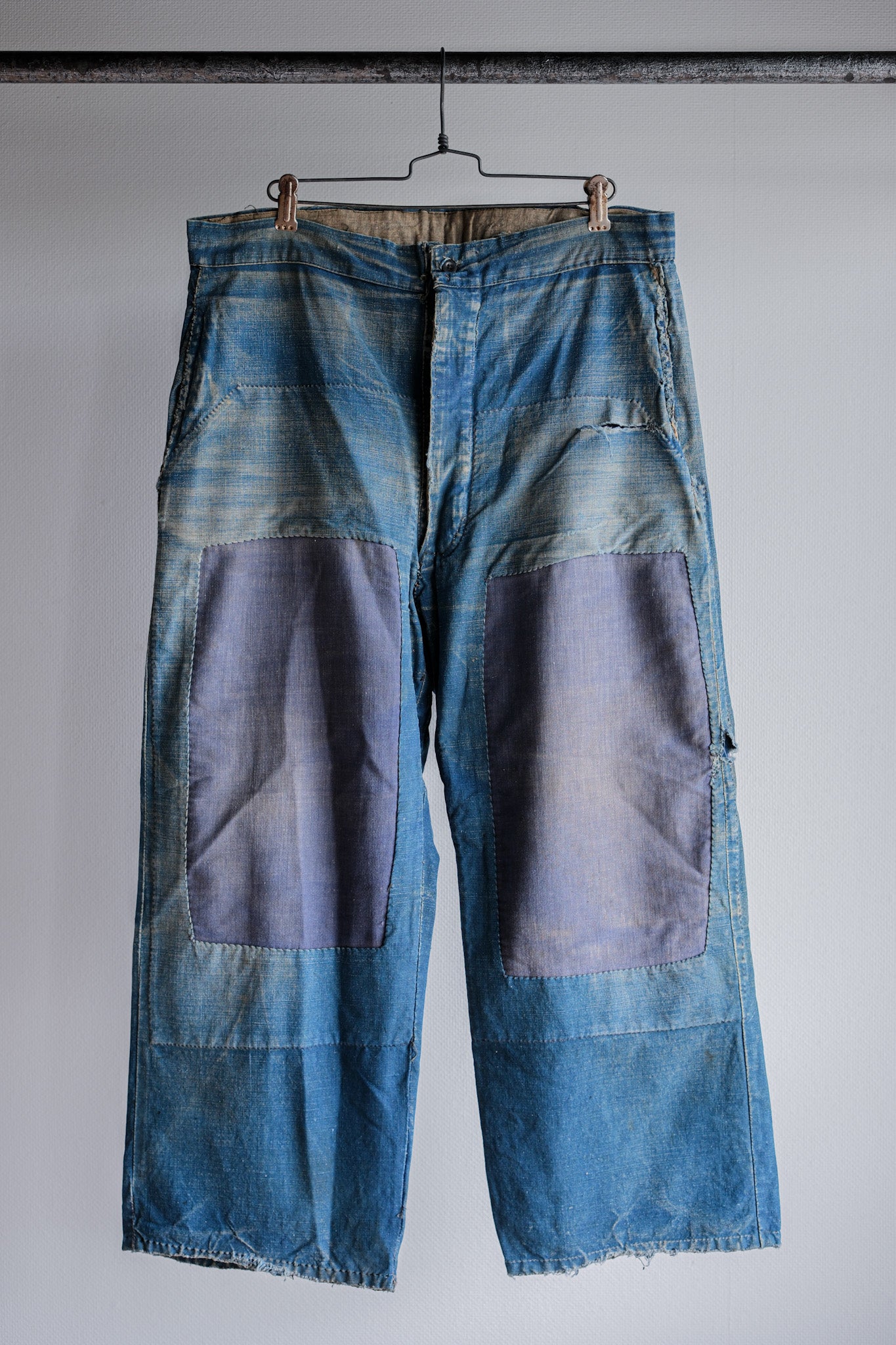 【~30's】French Vintage Indigo Metis Work Pants "Patchwork"