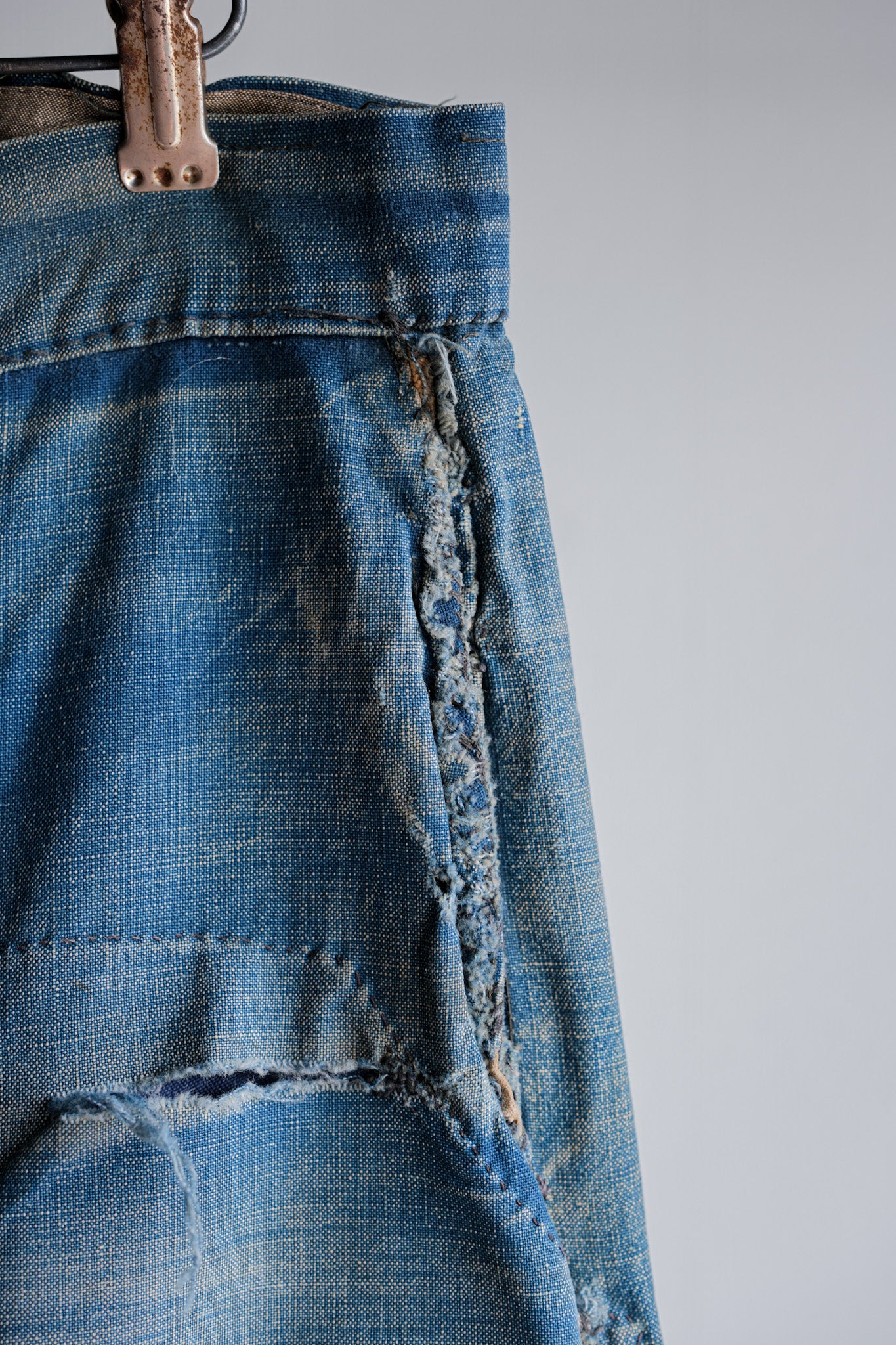 【~30's】French Vintage Indigo Metis Work Pants "Patchwork"