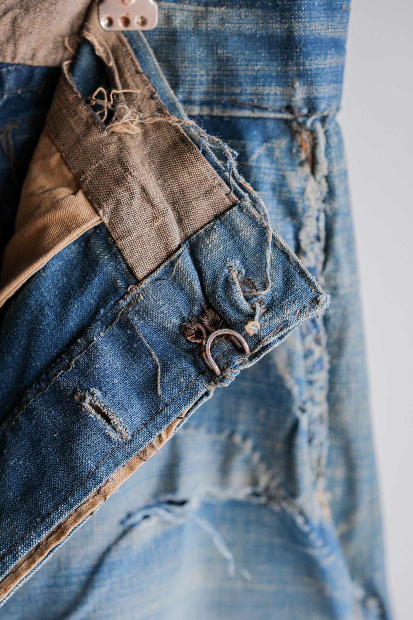 【~30's】French Vintage Indigo Metis Work Pants "Patchwork"