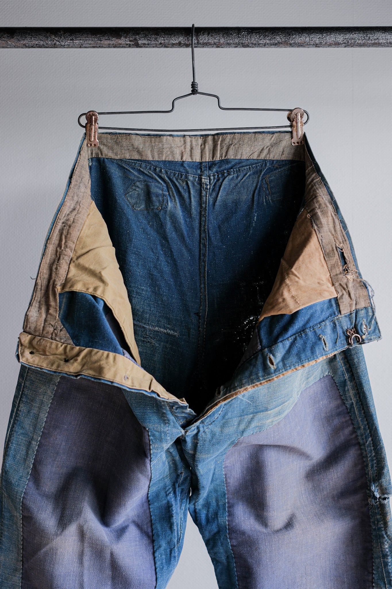 【~30's】French Vintage Indigo Metis Work Pants "Patchwork"